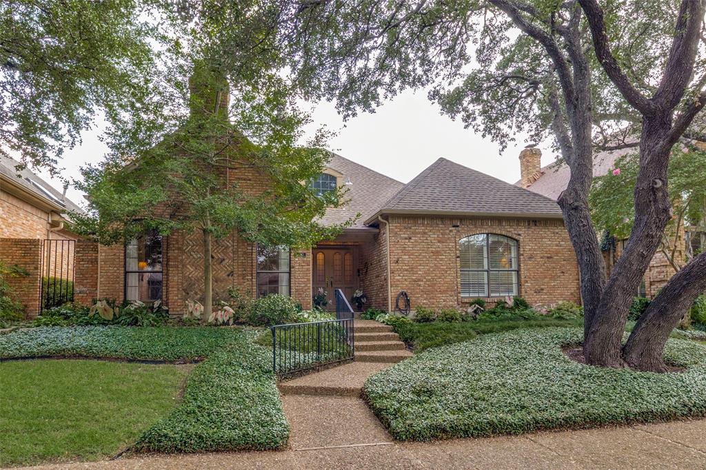 Zero lot line in coveted Lane Park.  Primary bedroom down  includes two walk in closets and large bath with separate vanities, tub and showers  Home has two large living areas, one with a fireplace.     Dining room, kitchen, den and breakfast room overlook beautiful covered patio and yard.  Great opportunity to make this home your own.