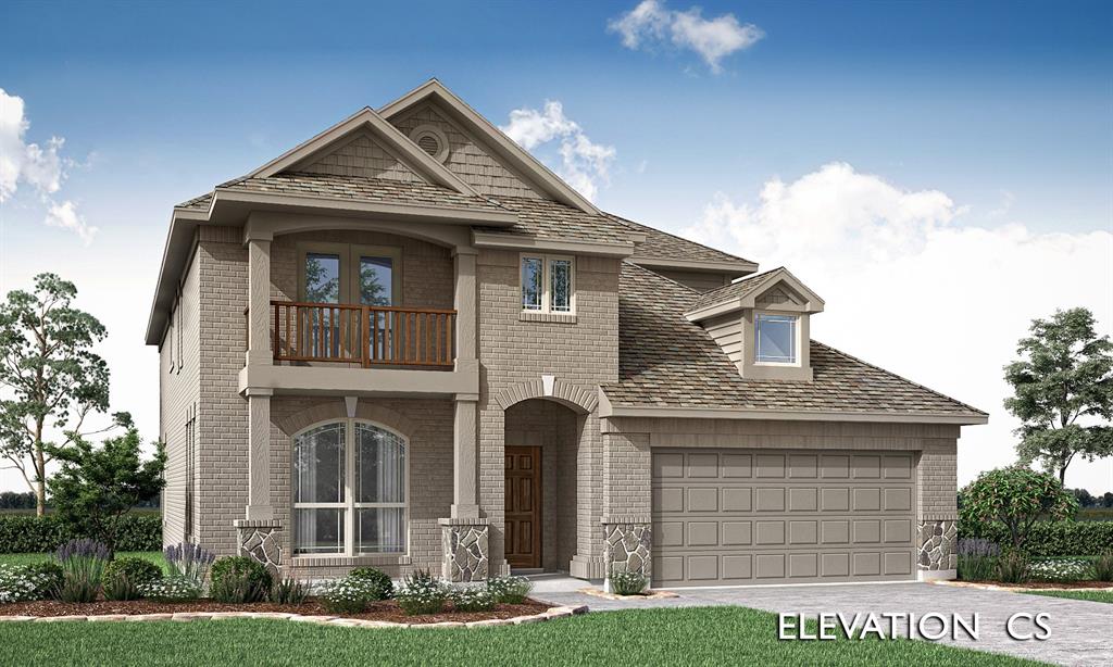 NEW! NEVER LIVED IN.  This Bloomfield Homes Bayberry II offers 4 bedrooms, 3.5 baths, and a functional two-story layout. A clean brick exterior is paired with an arched covered front porch and an upgraded 8-foot front door, creating a polished and welcoming entry. Just off the foyer, a private study enclosed with glass French doors provides a quiet space for work or hobbies before the home opens into the main living area. The family room stands out with a striking tile-to-ceiling fireplace that adds definition to the space. The Deluxe Kitchen connects seamlessly to the family and breakfast areas and features built-in stainless steel appliances, generous quartz counter space, and an efficient layout that supports both daily routines and entertaining. At the back of the home, an extended covered patio with a gas drop offers a comfortable outdoor space ready for grilling or relaxing. The primary suite is located on the first floor and includes a spacious bedroom filled with natural light, a walk-in closet, and a bath featuring a single vanity with dual sinks, a garden tub, and a separate shower. Upstairs, 3 secondary bedrooms are arranged alongside 2 full baths. A large game room overlooks the living area below with open railing, while the theater-style media room is positioned at the back of the second floor for a more immersive and private viewing experience. Additional features include 5-inch baseboards throughout the first floor, 2-inch faux wood blinds, a tankless water heater, and a 2-car garage. Located in the Woodstone community in Providence Village, residents enjoy access to amenities including a pool, pool house, pavilion, playground, and neighborhood trails. Visit the Bloomfield Homes model in Woodstone to learn more about the Bayberry II and see how this home comes together.