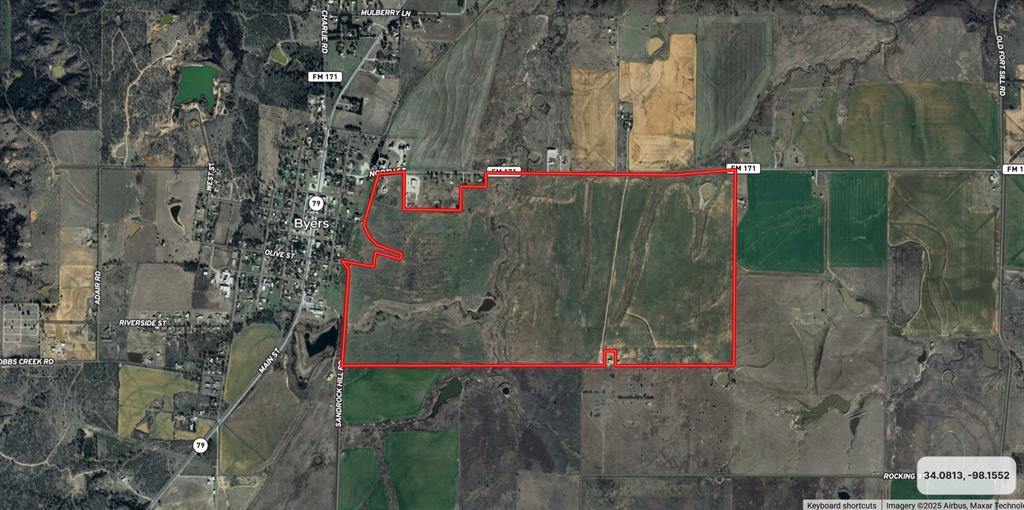 Productive farm with great location and paved road access. Two ponds and a dry creek bed that crosses the western side. Approximately 4,700 feet of frontage on FM 171 along the northern property boundary and approximately 1,800 feet of frontage on Sandrock Hill Rd-Olive St along some of the western boundary. No flood plain. Soils are mostly loam, with Stoneburg-Bluegrove and Renfrow-Kirkland-Anocon compositions. Mobile home believed to have been utilized as an office in the past and a barn accessible from FM 171. Benvanue Water Co. is the water provider. There is 1 water meter on the property that will transfer with the sale. There is one neighboring home on the south side that has access through this ranch.