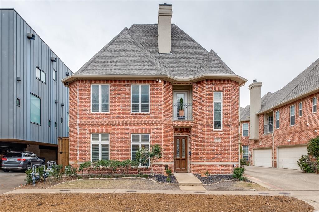 Charming street-facing townhome in the heart of highly walkable North Oak Lawn, offering the perfect blend of style, comfort, and convenience. Beautiful hardwood floors, custom built-ins, and stainless steel appliances complement the thoughtfully designed interior. The open-concept main level is ideal for entertaining, featuring a spacious living area centered around a cozy gas fireplace with an elegant custom mantle. Upstairs, you'll find two generously sized bedroom suites, each complete with a private ensuite bath and walk-in closet. The primary suite serves as a true retreat, featuring a comfortable sitting area and its own fireplace for added warmth and ambiance. Enjoy an unbeatable location just steps from premier shopping, dining, entertainment, and everyday conveniences, including Whole Foods. Nearby DART access makes commuting and exploring the Metroplex effortless, with convenient connections to airports, museums, concerts, and sporting events. Centrally located between Dallas and Arlington, this home provides easy access to AT&T Stadium, Globe Life Field, and many of the region's most exciting attractions and events, like the FIFA World Cup!
