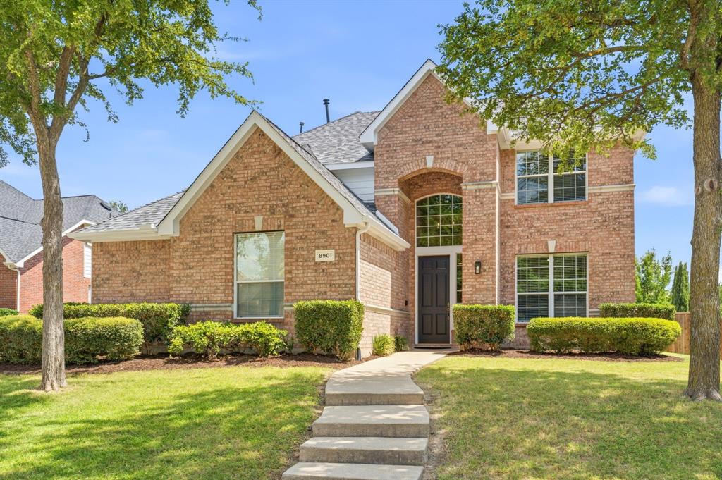 Rare opportunity in sought-after Stonebridge Ranch! A hard to find .25-acre lot with 3-car garage in this price range, this home offers an exceptional floorplan, abundant natural light, fresh interior & exterior paint (July 2026), a new roof (March 2026), updated SS microwave, double ovens, and gas cooktop (June 2026), plus no carpet—engineered wood flooring throughout. An extra-long driveway, mature landscaping, and beautiful shade trees create outstanding curb appeal. Soaring vaulted ceilings create an impressive first impression, while the private office with double glass French doors is ideal for working from home.
Designed for entertaining, the oversized LA with a gas fireplace opens seamlessly to the breakfast nook & expansive kitchen featuring a massive island, bkft bar with ample seating, generous counter space & cabinetry, built-in workstation desk, stainless steel appliances & abundant prep space.
The spacious upstairs primary suite is a true retreat with a sitting area, an updated shower & tub, plus 2 additional bedrooms & full hall bath. Downstairs, a secondary bedroom with a walk-in closet & adjacent full bath is perfect for guests or multigenerational living. The large downstairs game room with double doors offers flexible space for media, play, or entertaining.
Additional highlights include updated light fixtures throughout, 2 staircases, an oversized laundry room with space for a second refrigerator, access to both the 2-car and separate 1-car garages, plus a custom closet designed to be gun safe can be used as storm shelter (not certified).
Step outside to an oversized patio overlooking the expansive backyard with endless possibilities for outdoor living, play, gardening, or even a future pool.
Enjoy Stonebridge Ranch amenities including Beach Club, Aquatic Center, pickleball & tennis courts, fishing ponds, scenic lakes, hike & bike trails, parks, & 2 nearby golf courses. Perfect combination of space, updates & an exceptional lifestyle.