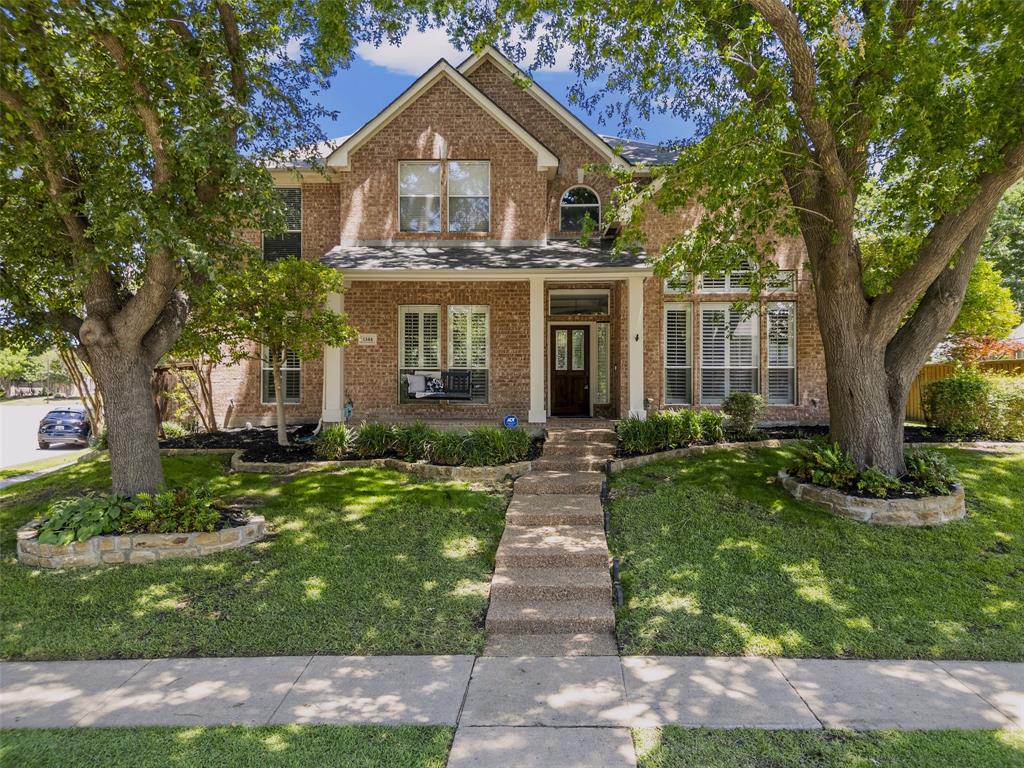 Beautiful 4-bedroom, 3-bath home with 3-car garage, pool & spa on a corner lot in sought-after Twin Creeks! Great floor plan with outstanding indoor and outdoor entertaining spaces. Hand-scraped solid wood flooring extends throughout most of the downstairs, staircase, and game room. Spacious kitchen features tons of cabinetry, large island, porcelain apron-front farm sink, double ovens with warming drawer, serving bar, pot & pan drawers, under-cabinet lighting, wine-coffee bar, seeded glass display cabinet, and new window. Primary suite includes wood floors, new bay windows overlooking the pool, jetted tub, and custom closet system. Downstairs guest bedroom with adjacent full bath adds flexibility for guests or multigenerational living. Upstairs game room features snack bar seating overlooking the pool, mount-wiring for TV, wet bar with knotty alder cabinetry, microwave, sink, refrigerator, granite countertops & wine rack. Split-level media room includes projector mount, equipment cabinet, speakers, cabinetry, and movie screen that stays. Plantation shutters, crown molding, and 8-inch baseboards enhance much of the home. Excellent storage includes custom closet systems, walk-in attic storage, and floored attic space above garage. Backyard retreat with PebbleTec pool & spa with recent equipment updates, covered patio with beverage refrigerator plus space for built-in grill, gazebo in back-side yard, mature trees, and long driveway with remote-operated rolling gate. Recent updates include roof, chimney siding, window screens, garage doors -2023; upstairs HVAC air handler-coils - 2024; new complete windows & frames in kitchen and primary suite - 2026; many new window glass panes replaced; fresh interior paint in common areas, and new carpet in two upstairs bedrooms. Located in highly rated Allen schools and walkable to Green Elementary. HOA amenities include pools, clubhouse, tennis courts, playgrounds, beach volleyball, catch & release fishing ponds & wooded trails.