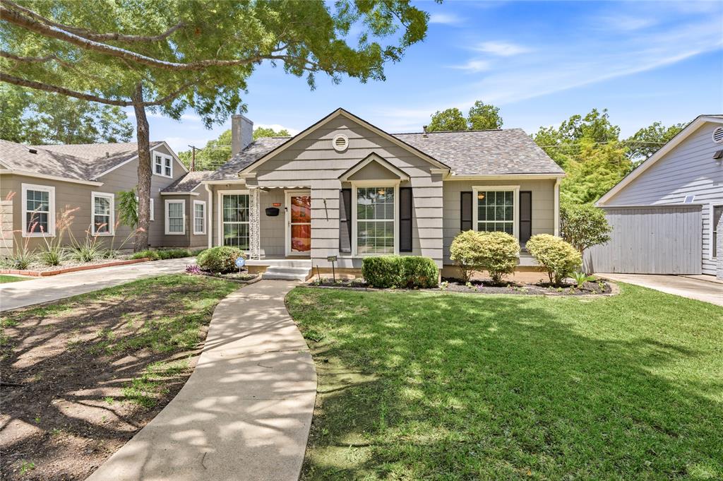 Beautifully refinished original hardwood floors (June 2026), a true primary suite with large walk-in closet, and a fully functional two-car garage make this move-in-ready home a rare opportunity in a highly desirable Arlington Heights neighborhood with prime location. Ideally located near shopping, dining, and trails, this home offers the complete package at an affordable price. The updated kitchen features granite countertops, stainless steel appliances, white cabinetry, a glass tile backsplash, and the refrigerator is included. The split primary suite offers privacy and includes an en-suite bath with dual sinks, a jetted tub, separate shower, and an oversized walk-in closet with a customizable organization system. A dedicated indoor laundry room, complete with a convenient laundry chute from the primary closet, accommodates a full-size washer and dryer, both of which will convey with the home. The backyard features a covered patio with pull-down sunshades and direct access from both the kitchen and primary suite. There is also a grassy area, additional parking secured behind a remote-controlled automatic gate, and a full two-car garage. The home also includes updates to the windows. With its original character, thoughtful renovations, and desirable amenities, this home perfectly balances vintage charm with stylish updates.