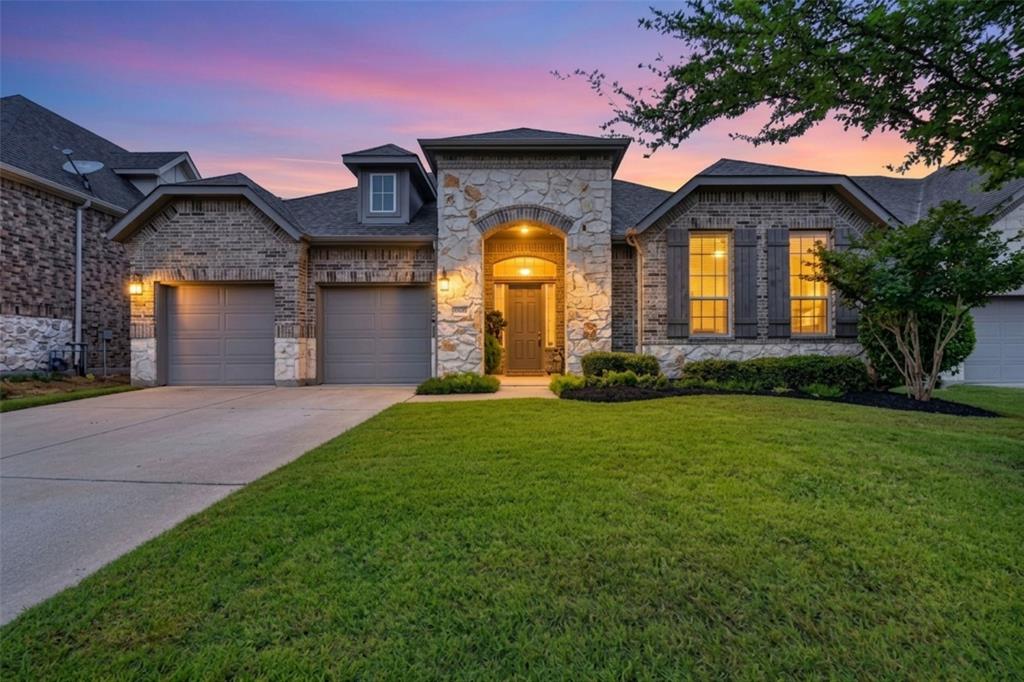 Spacious one-story home priced to sell in the highly sought-after Trinity Falls community! Move-in ready with an open and functional floorplan filled with natural light, beautiful finishes and privacy. The inviting living room includes a feature fireplace, custom added shelving, tray ceilings, and a wall of windows overlooking the backyard. The light and bright kitchen is perfect for entertaining with a large island with breakfast bar seating, gas range, stainless steel appliances, stylish pendant lighting, walk-in pantry, and tons of cabinet space. Formal dining room just off the kitchen. Relax in the oversized primary suite complete with tray ceilings, a massive walk-in closet, and a tranquil bathroom featuring dual vanities, a soaking tub, linen closet, and a large double walk-in shower with bench seating. Split secondary bedrooms share a convenient Jack-and-Jill bathroom. The spacious laundry room offers extra storage space or room for a second fridge, plus a builder option remains to add direct access from the laundry room to the primary closet. Built-in mudroom near the garage entry keeps everyday organization easy. Tons of storage throughout with walk-in closets in every bedroom and multiple storage closets. Convenient half bathroom for guests. Step outside to the covered patio and enjoy the lush, private backyard with no direct neighbor behind the home. Enjoy resort-style Trinity Falls amenities including multiple pools, splash pad, fitness center, fishing pond, playgrounds, walking trails, pickleball courts, frisbee golf, dog park, neighborhood elementary school, and more! Conveniently close to major highways, HEB, and vibrant Downtown McKinney. Move-in ready and beautifully maintained!