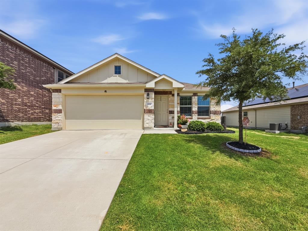 Welcome home to this beautiful 4-bedroom, 2-bath home in the highly sought-after Sendera Ranch community, known for its incredible amenities including pools, ponds, walking trails, playgrounds, a clubhouse, and both tennis and basketball courts. The attractive brick and stone elevation gives this home standout curb appeal and a warm, inviting first impression. Inside, you’ll find a spacious open-concept layout with the kitchen overlooking the living and dining areas, making it perfect for entertaining and everyday living. With four bedrooms, there is plenty of space for the entire family, guests, or even a home office setup. The split-bedroom design provides added privacy, with the primary suite tucked away at the rear of the home for a peaceful retreat. Step outside to enjoy the large backyard patio—ideal for relaxing, grilling, or hosting gatherings with friends and family. Located in a vibrant master-planned community with top-notch amenities and convenient access to shopping, dining, and schools, this home combines comfort, functionality, and neighborhood charm.