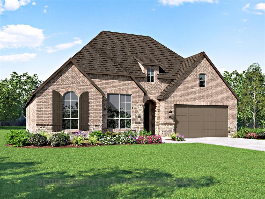 Ask the Sales Team about current design & financing promotions! Welcome home to the timeless Canterbury plan in the boutique community of Ridge Crossing. Enjoy community amenities including a pickleball court,playground,scenic walking trails,& a low tax rate with no MUD or PID! Situated on a 0.23-acre lot,this spacious one-story home featuring a 3-car tandem garage offers 2,822 sq ft of thoughtfully designed living space. Striking curb appeal features an upgraded elevation with Stardust brick,Onyx roof,& dark accents. Inside,tall ceilings,8 ft doorways,& dramatic arches welcome you into a foyer leading to a private study,powder bath,& a secondary bedroom with ensuite bath & walk-in shower. Additional bedrooms are connected by a shared bath & an oversized storage closet for added convenience. The heart of the home boasts an open family room with a ceiling-height gas fireplace,flowing into the dining area & extended covered patio with gas line - perfect for entertaining. The open-concept kitchen impresses with a large island,abundant cabinetry,built-in appliances,& a 5-burner gas cooktop. An entertainment room adds flexible living space. The extended primary suite is a true retreat,featuring dual vanities,walk-in shower with tiled pan,freestanding tub,& a spacious walk-in closet with 11 ft ceilings. Contact the Sales Team to learn more about this home and explore current design and financing incentives!