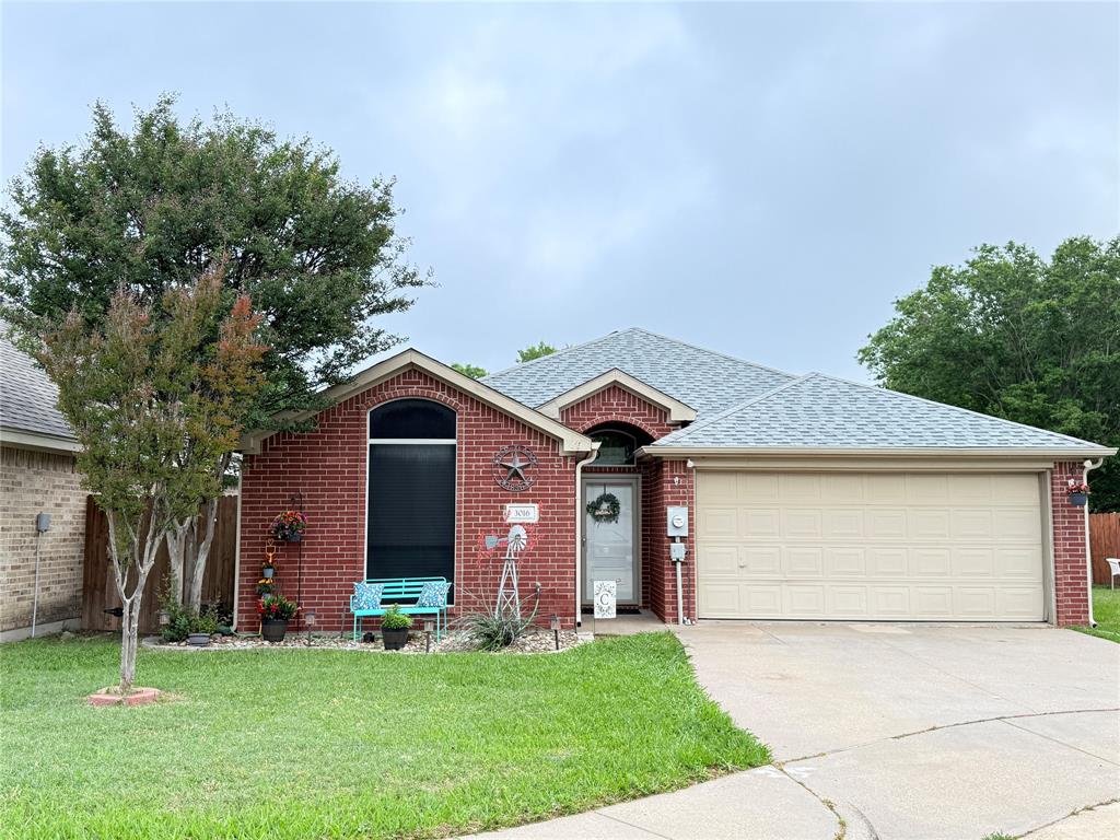 Come home to this diamond of a property tucked away in a cute little cul-de-sac in Waxahachie. The owners boast that they have the nicest neighbors in the world. They are moving to follow a lifelong dream; otherwise, they would not be leaving their home. The home is well cared for, has a new roof installed in 2024, and has a well-maintained lawn. There is a common area of trees and grass in the center of the cul-de-sac with a picnic table and bench to sit and sip a cool drink with neighbors and friends. The living area has large windows for plenty of light and a view of the beautiful backyard. The master bedroom has a door to the backyard patio and also access to the patio through the dining area. The master bath has a walk-in closet, a garden tub, and a stand-up shower. There is a special opportunity available with this home; if you are a person looking to furnish an entire house, everything, including the dishes, is available with this home for a full-price offer. However, that is just a bonus. If you prefer not to keep any or all of it, it will be removed before closing. This is truly a gem of an opportunity.  The Sofas have been sold, but the rest of the furnishings are available.