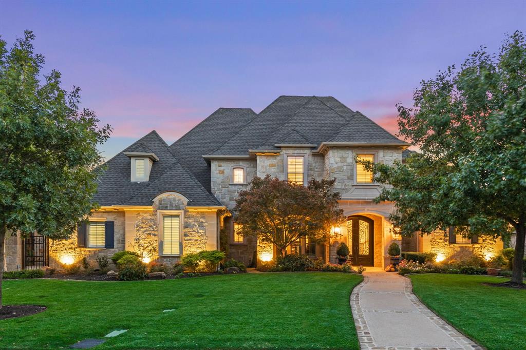 Beautifully updated, this timeless 5-bedroom, 5.1 bath home is located in the gated community of Chadwick Crossing of Timarron. Spanning an impressive 6587 sq ft and situated on nearly half an acre, this 3-story property boasts a walk-out basement and overlooks the 5th tee box of Timarron golf course. Each bedroom is complemented by a full bath, with an additional half bath for guests. The home also features two spacious offices for your work-from-home needs. The fully updated kitchen opens to a large living area, perfect for entertaining. Venture outside to the beautifully remodeled pool or enjoy the view from the balcony, complete with electric screens for added privacy. The 3-car garage offers ample space for storage or projects. The walk-out basement is a home within a home, offering a bedroom, full bath, expansive game area, kitchenette, Media room, and abundant storage space. Located in the prestigious Carroll ISD, this home is a true gem.