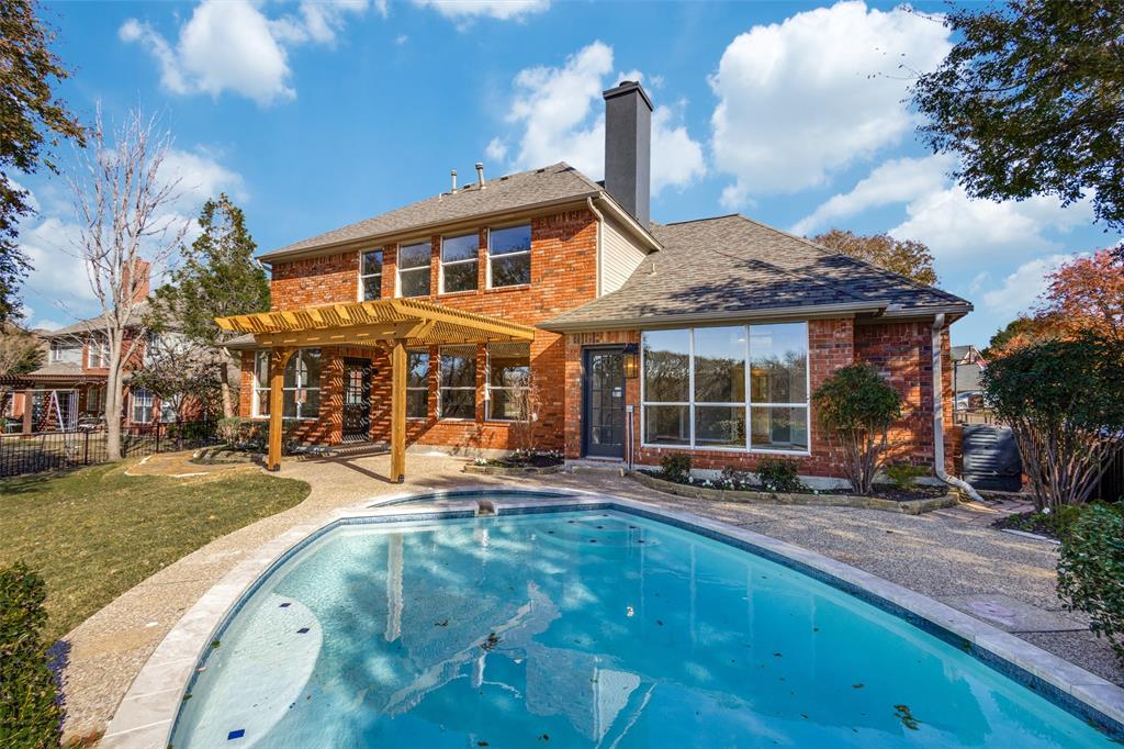 Impressive, renovated, 4-bedroom home in the heart of McKinney's Eldorado Country Club. Live among mature trees and rolling hills while enjoying a secluded, private, golf-course view. The ravine bewond the fairway cannot be built on. Recent updates include gorgeous white oak flooring, custom paint, windows, quartz countertops, upgraded carpet, stainless appliances, light & bath fixtures, & completely renovated pool,     This home needs nothing… except its next owner!    The refreshed, open kitchen offers generous space for both entertaining and daily living.   The first-floor primary suite features private access to the pool and spa.    Upstairs, a flexible living area can serve as a billiards room, poker lounge, movie room—whatever fits your lifestyle.    The garage may even accommodate your private golf cart.    Award-winning Valley Creek Elementary is just a short bike or golf-cart ride away. Various Club memberships—golf, tennis, dining available on request.  COme live the lifestyle.   (PS: the square footage is actually larger than shown in the tax rolls)  Schedule your showing today !