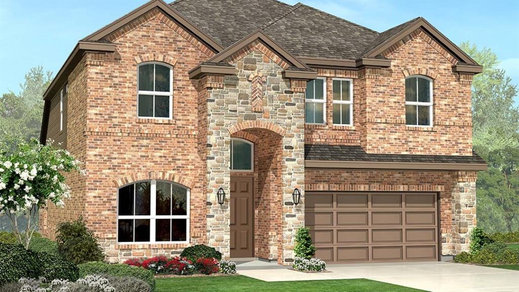 Beautiful new D.R. Horton home in the Morningstar community located in highly sought-after Aledo ISD! The Palm floorplan, elevation B, with an estimated Summer completion, offers a spacious two-story layout with 5 bedrooms, 4 bathrooms, a game room, loft, and a 2-car garage, ideal for larger households or multi-generational living. The open-concept design features a generous family room that flows into the dining area and modern kitchen, creating an inviting space for everyday living and entertaining. The kitchen includes 42” upper cabinets with crown molding, cabinet hardware, soft-close drawers and cabinets, quartz countertops, a ceramic tile backsplash, stainless steel appliances, a gas range, and a pantry for added storage. RevWood flooring extends throughout the main living areas for durability and style. The private primary suite is located on the first floor and features an en-suite bath with dual sinks, a separate soaking tub and walk-in shower, and a spacious walk-in closet. An additional bedroom and full bath are also located on the first floor, while the second level offers three more bedrooms, a loft, and a large game room for added living and entertainment space. A covered patio enhances outdoor living, while modern finishes, energy-efficient construction, and America’s Smart Home Technology package add everyday convenience. Exterior features include a landscaping package with a full sprinkler system and a fully fenced backyard. Morningstar residents enjoy resort-style pools, playgrounds, parks, a dog park, and scenic walking trails.