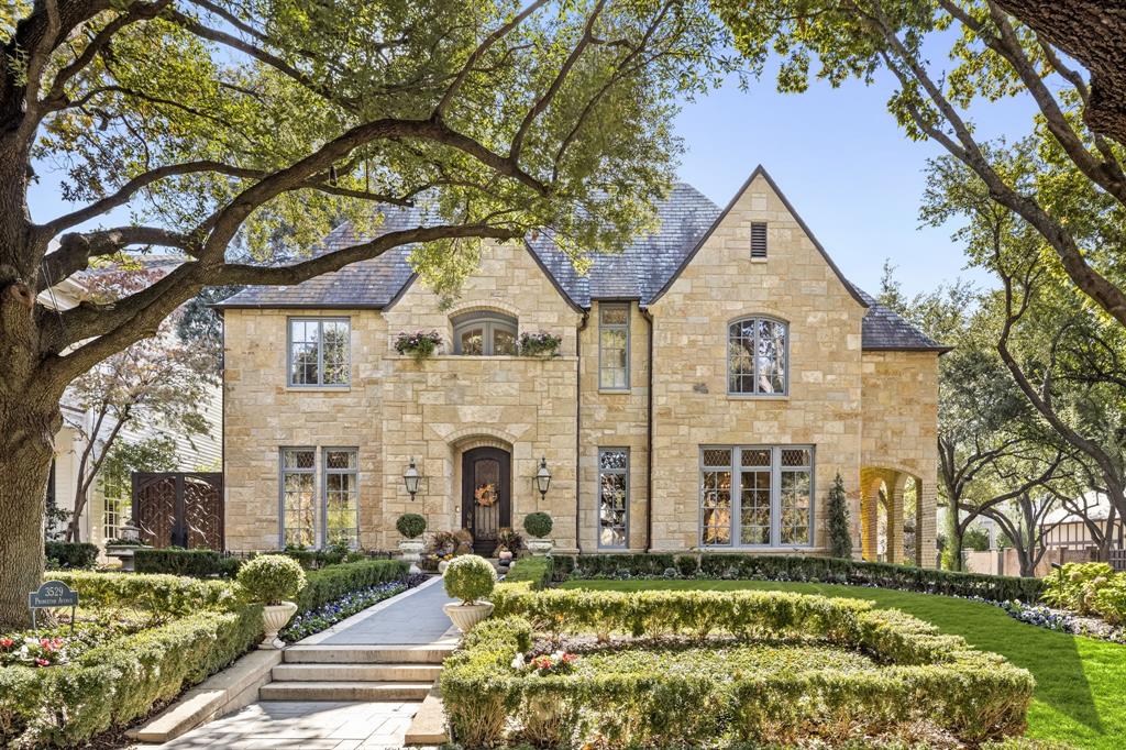 Welcome to this exquisite European Manor perfectly situated in the heart of Highland Park. Prominently positioned at the corner lot of Princeton and Byron, this 6,469 SF residence stands as a testament to master craftsmanship, timeless design, and refined sophistication. Interior, the home reveals 6 spacious bedrooms, 8 beautifully appointed baths, and a thoughtful layout designed for both grand entertaining and everyday comfort. Custom wood paneling and intricate crown molding create a classic European atmosphere, while slate and hardwood floors add warmth and character. Abundant natural light pours through the home, illuminating each space with a soft, welcoming glow.
A rare finished-out basement  8ft ceilings elevates the property even further, featuring a stylish media room ideal for movie nights, effortless hosting, or a cozy retreat. The attached guest quarters offer exceptional flexibility for guests, live-in assistance, or multigenerational living enhanced by an in-home elevator that ensures seamless access across all levels. First and second floor ceilings 9'7-10'8ft
Exterior, the estate continues to impress with the backyard oasis. An entertainer’s dream, complete with a heated pool and spa for year-round enjoyment. Additionally, a porte-cochere, a three-car garage, and a slate tile roof that underscores its enduring quality. Lush landscaping, mature trees, and pristine curb appeal create a picture-perfect first impression. Modern upgrades include a full home security system, surround sound throughout, a backup generator, updated heating and HVAC systems, and refreshed appliances, bringing contemporary convenience to this timeless estate.
A rare blend of French and English architectural influence where elegance meets modern luxury, this Highland Park masterpiece is nothing short of extraordinary. Info provided is deemed reliable, but is not guaranteed & should be independently verified. Buyer or Buyer's Agent to verify measurements, schools, & tax, etc.