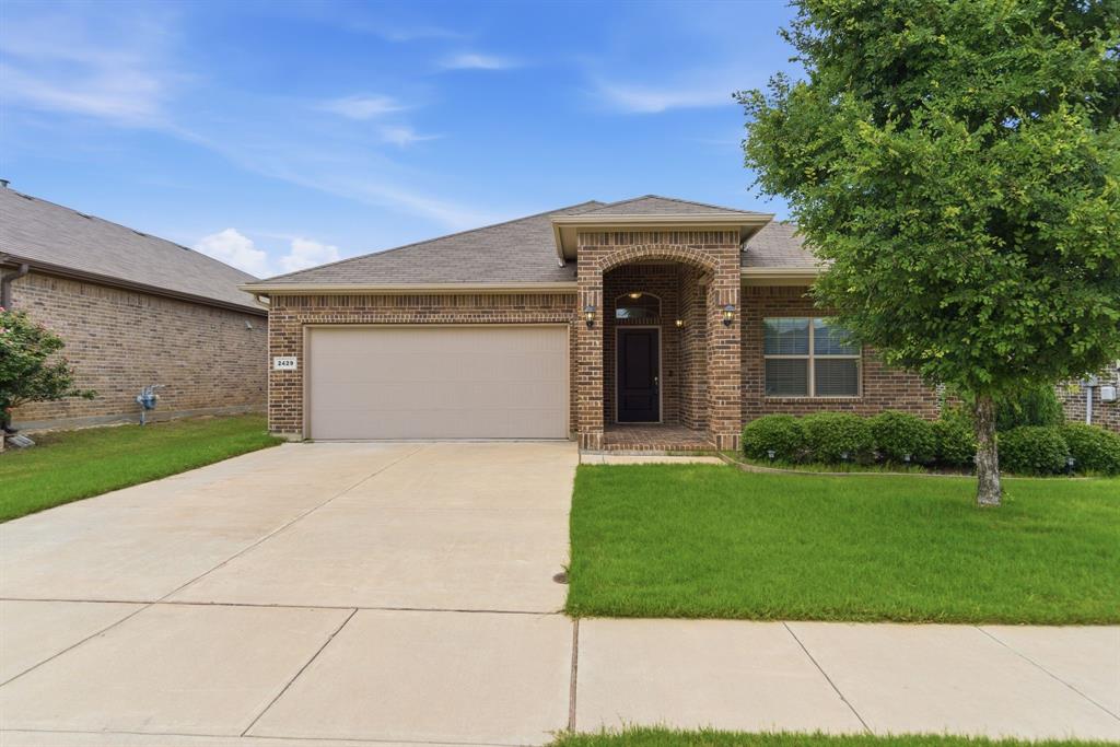BACK ON MARKET! NO INSPECTION DONE. Come see this beautiful single-story home ready for new owners! You will love the separate study with French doors, perfect for working from home, a playroom, or flexible living space. The open kitchen features granite countertops, a large island, and an expansive breakfast bar overlooking the dining area. Enjoy the convenience of a walk-in pantry and a spacious living room with a corner fireplace and gas starter.
The split-bedroom layout provides privacy, with a large owner’s suite offering a separate tub and shower plus an oversized walk-in closet. Step outside to the covered back patio with plenty of room for pets, play, or relaxing evenings. Conveniently located near Interstate 35W, Alliance Town Center, shopping, dining, and entertainment. This home is ready to welcome you!