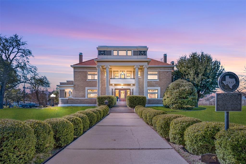 The R.L. Warren House is a Texas and nationally registered historic residence offering 5 bedrooms, 5.5 baths, and 6,201 square feet of living space. Built in 1897, this Colonial Revival Prairie School style home presents a rare opportunity to own a true architectural landmark that thoughtfully blends historic significance with modern day livability.

A comprehensive restoration was completed with exceptional care and intention, focused on preserving the home’s original craftsmanship while improving functionality and comfort for today’s lifestyle. Historic windows, doors, ceilings, locks, stained glass, and detailed woodwork were carefully retained wherever possible, while major structural and system improvements were addressed throughout the home. Long standing condition items were resolved, safety enhancements were incorporated, and modern conveniences such as improved utility connections, functional storage solutions, and updated bath layouts were seamlessly integrated without compromising architectural integrity.

The interior showcases gracious formal spaces, elegant parlors, and a richly appointed library featuring a fireplace, beamed ceilings, stained glass windows, and custom millwork. Despite its scale and history, the floor plan lives comfortably and feels inviting, making it ideal for both everyday living and entertaining. The R.L. Warren House stands as a carefully preserved architectural landmark, offering timeless character, refined livability, and a legacy that will endure for generations.