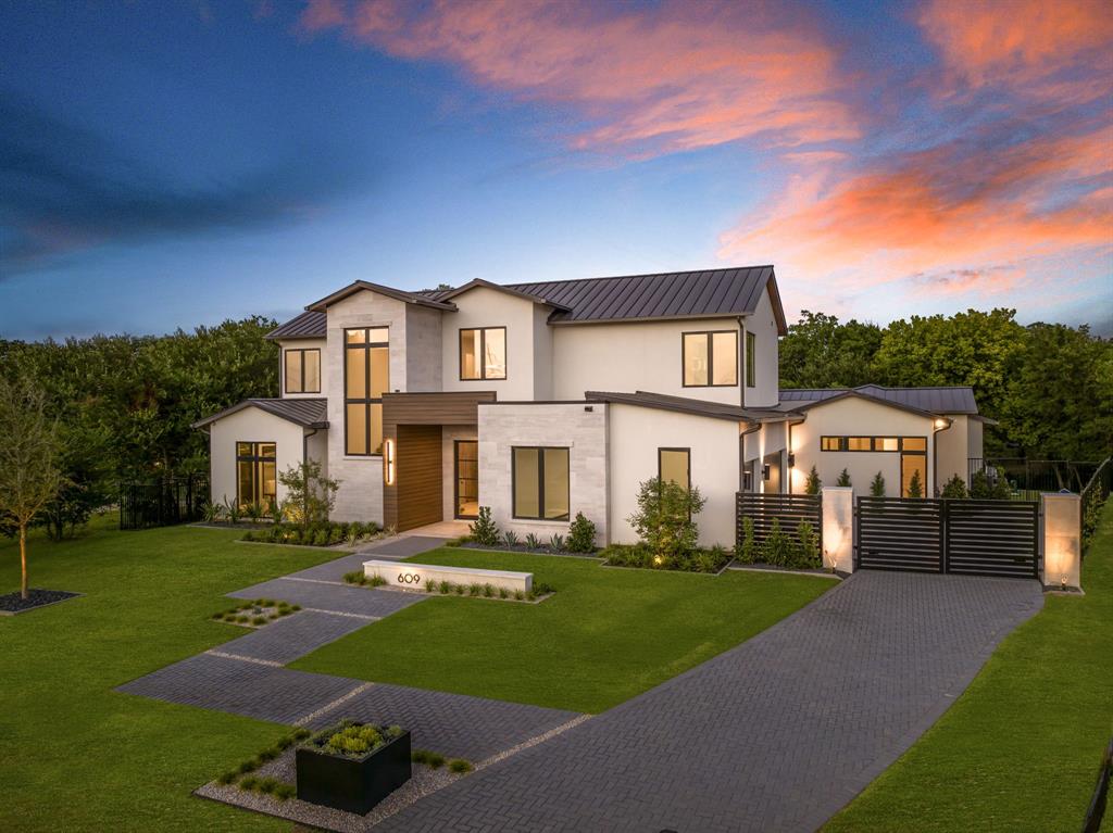 JUST COMPLETED-Beautiful New Construction in Southlake! The Art of Modern living can be found in this luxury custom home built by DeCavitte Properties. Nestled on a spacious private lot with majestic trees and a serene pool, this home epitomizes elegance and functionality. First floor includes the owners suite, study, guest bedroom, game & media room. The main kitchen with waterfall Taj Mahal island & Wolf, Sub-Zero appliances is complemented by a second prep kitchen.  The owners suite features a luxury bath with dual entry shower & towel warmer. The family room sliding doors open to an outdoor living area overlooking the pool and firepit. The second floor includes two bedrooms with ensuite baths and an additional living area.  Floor to ceiling windows, LED lighting accents, floating staircase, wide plank white oak flooring, and modern interior design provide a contemporary theme. DeCavitte Properties is a custom builder known for quality, craftsmanship, and attention to detail.