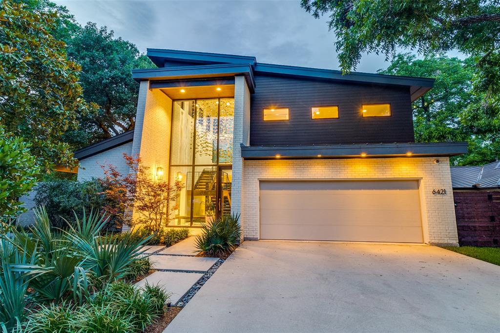 From the vision of one of Lakewood's premier home builders, Marcus Taylor of English Heritage Homes you will find 6421 Blanch Circle, a soft contemporary design built to bring the unique and secluded lakeside location into play with seamless design bringing the incredible lakeside natural environment into almost all of the interior design and living space. Built as the Taylor's family home, that doubles as both entertaining space and family gatherings with banks of sliding pocket doors that open to pool, outside living, and incredible views of the lake and natural elements of the site, complete with four full bedrooms all with ensuite baths, including primary suite with views of lake, balcony, and spa like bath with garden tub, over-size shower and incredible closet space. The open space design plan brings the Kitchen, living, and dining as well as all the outside space into play, and the living room has a nine-foot bank of windows that doubles as an accordion pocket door that opens to the pool and lake. The kitchen is complete with six burner Thermador pro gas range and hood, 48 built in refrigerator, incredible island workspace with waterfall granite top and breakfast bar. Butlers' area with prep sink adds to the functionality of the space. The living room seamlessly brings the kitchen dining and outside space together while enhancing the entire space with incredible fireplace and wall of rift sawn walnut paneling and flat panel video monitor that can be hidden behind a walnut panel. The outside space is a unique resort experience with heated pool, lounge and covered seating area all overlooking landscaped grounds, and lakeside views! Don't miss the opportunity to be in Dallas's best urban neighborhoods, within minutes to downtown Dallas, White Rock Lake and Park, and in award winning Lakewood Elementary!
