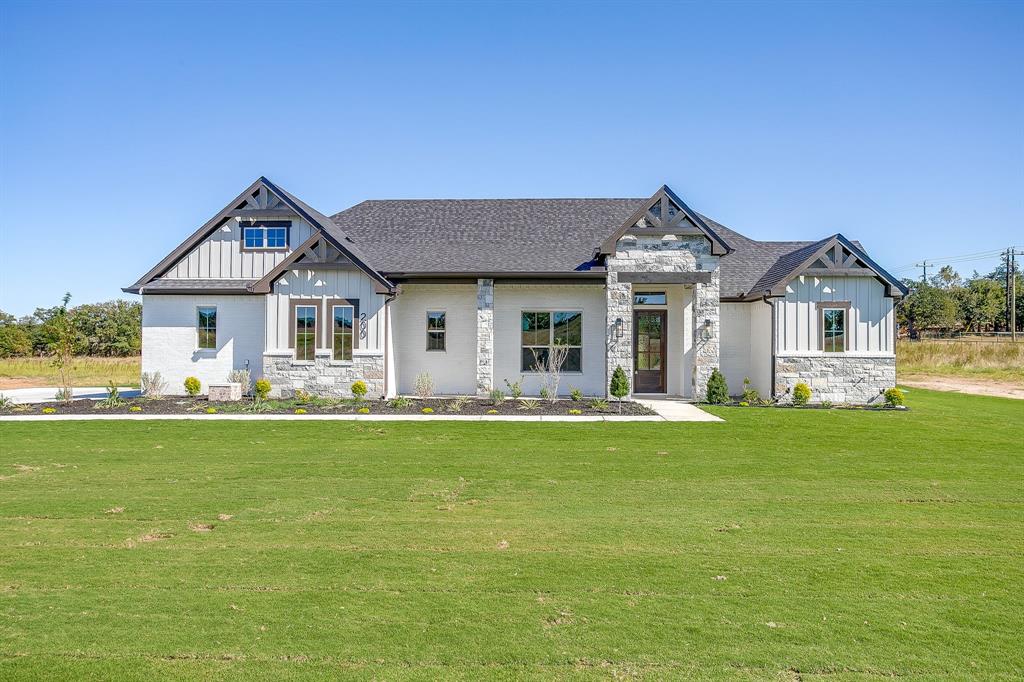 Welcome to this stunning new build by Park Ridge Homes, located in a great new community in Poolville Tx. This thoughtfully designed home showcases designer colors, stylish fixtures and an open floor plan perfect for modern living.The kitchen is a showstopper featuring gorgeous granite countertops and plenty of space for cooking and entertaining. Sitting on a spacious 2 acre lot you'll enjoy peaceful country living with no HOA, no city taxes and no water bills! Located in a highly rated school district and less than an hour from Fort Worth, this home offers the best of both worlds, quiet country charm with easy access to the city. This one is move in ready and waiting for it's new owners!