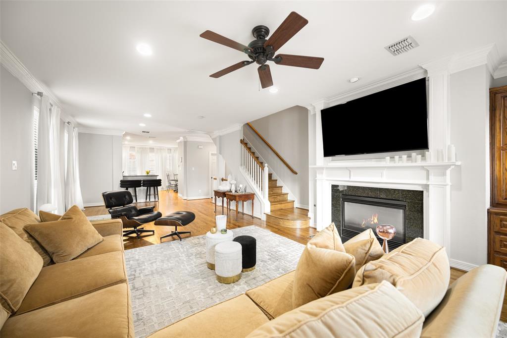 Set within the highly desirable and walkable Mansion Park neighborhood, this corner-unit townhome offers a rare blend of privacy, natural light, and true city living. With windows on multiple sides and only one shared wall, the home lives bright, open, and quietly tucked away — a combination that’s increasingly hard to find in this location. The second floor serves as the heart of the home, where an open-concept living, dining, and kitchen layout creates an effortless flow for both everyday living and entertaining. Just off the main living space, a true walk-out balcony extends the home outdoors — perfect for morning coffee, unwinding in the evenings, or hosting with ease. Upstairs, the primary suite feels like a retreat, with enough space for a dedicated sitting area or lounge. The en-suite bath offers a spa-like experience with a soaking tub, separate shower, and double vanity, while dual closets — including a walk-in — provide both functionality and flexibility. Each additional bedroom is thoughtfully designed with its own en-suite bath and generous closet space, making the home equally well-suited for guests, roommates, or a private home office setup. Meticulously maintained, the home features recent updates including a new AC condenser, recently serviced furnace, new attic ladder, and a transferable warranty — offering peace of mind for the next owner. An attached garage with two dedicated parking spaces completes the home, a rare and valuable convenience in this part of Dallas. Located just minutes from the Katy Trail, Turtle Creek Park, and some of the city’s best dining and lifestyle destinations, the home offers true walkability with seamless access to major freeways — keeping you connected to everything Dallas has to offer while still enjoying a sense of privacy and ease.
