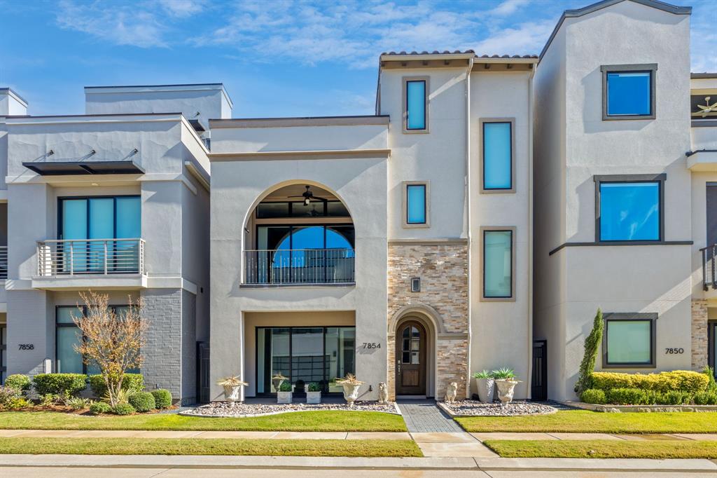 Just steps away from Legacy West! This contemporary home offers sleek modern finishes and an ELEVATOR. Spacious study (or bedroom) on 1st floor features a sliding glass glass door to covered porch w-motorized shade screen. 1st floor features two bedrooms that've been converted to one larger room, two car garage, utility room, and mud room. 2nd Floor features a gas fireplace in the living room, custom chandeliers, custom cabinet display, laundry room, primary bedroom and powder bath. Owner’s retreat has ensuite, double vanity, XL walk-in shower and walk-in closets. Kitchen features ample cabinets space, premium appliances such as  built-in Sub-Zero refrig, SS commercial-style gas CT, vented hood, water purifier and trash compactor. The house features authentic Versace wallpaper throughout. Expansive outdoor and enclosed rooftop living space, accented with gas fireplace, perfect for relaxation & entertaining while enjoying panoramic views. 3rd floor features a media room, custom wet bar and powder bathroom. House features 5 smart bidet toilets. EXCELLENT LOCATION. Situated minutes from corporate giants such as Liberty Mutual, Toyota, FedEx & major roadways (Hwy 121, DNT)