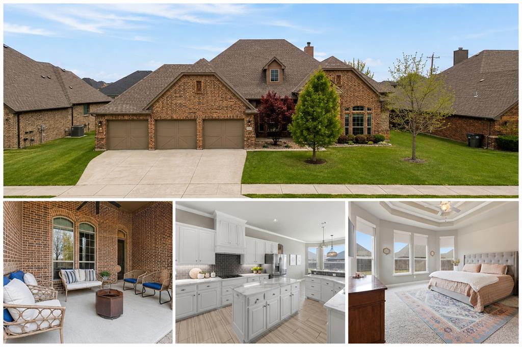 Assumable 3.25% loan. Beautiful custom home on almost a quarter of an acre with beautiful front porch. Exceptional upgrades throughout. Three car garage with additional storage and newly refinished hand scraped hardwood floors that bring warmth and character to the main living spaces.

The chef’s kitchen is designed for both everyday living and entertaining, quartz countertops, a large center island, breakfast bar, and an abundance of cabinetry. The kitchen is already equipped with a propane line, making it easy to install a gas range if desired. The open layout flows seamlessly into the living room, where natural light fills the space and custom built in shelving and cabinetry frame the brick wood burning fireplace.

The home offers four spacious bedrooms and three full bathrooms, including a well designed Jack and Jill bath connecting two secondary bedrooms. The primary suite is a true retreat with a tiered tray ceiling, a spacious and luxurious primary bath, and an impressive walk in closet with extensive shelving and hanging space.

The formal dining room is currently styled as a sitting lounge but easily accommodates a large dining table for gatherings and entertaining.

One of the most charming features of the home is the expansive front porch. This shaded space with a ceiling fan overlooks the beautiful Japanese maple and front yard and offers the perfect place to relax. Located on the final street in the neighborhood, the setting feels peaceful with neighbors often out enjoying bike rides and evening walks.

The covered back patio includes a mounted TV and overlooks a generously sized backyard with plenty of space to create your ideal outdoor living area.