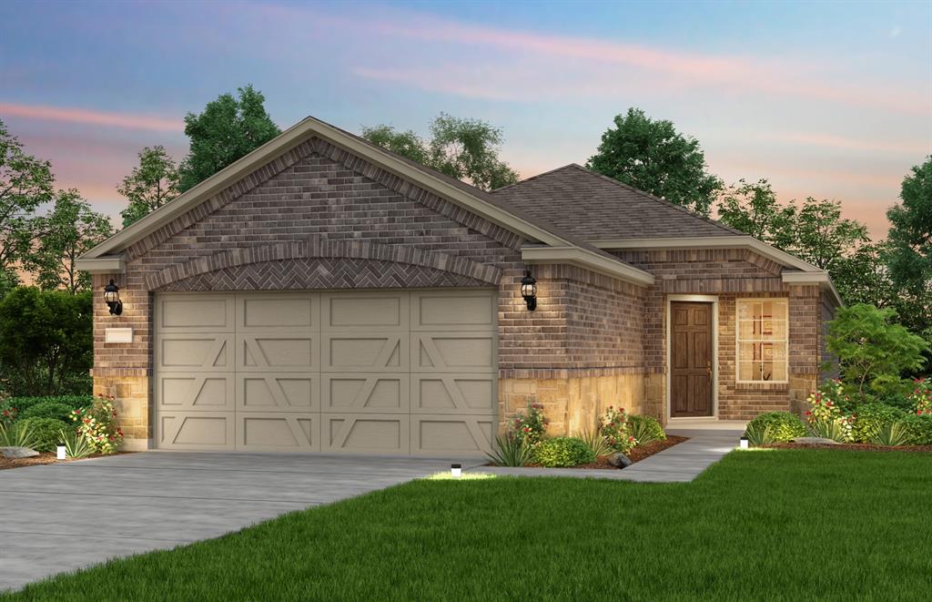 NEW CONSTRUCTION: Del Webb at Trinity Falls. Senior Adult 55+ Living Community. One story Steel Creek plan with brick and stone exterior - Elevation D. 2BR, 2BA + LVP flooring + Tray ceiling in gathering room + Quartz countertops in kitchen + Upgraded white cabinetry + Sunroom with covered patio - 1,550 sq.ft. Available for Jan - Feb 2024 move-in. Open concept home design perfect for entertaining guests.