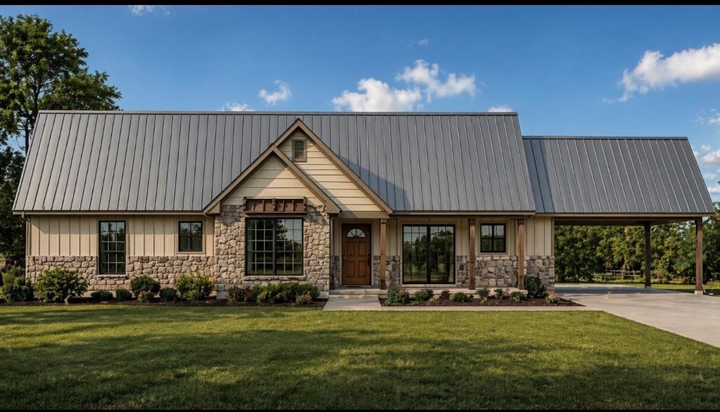 Don't wait on this new construction built by Ron Doe Homes located just outside the city limits of Paris in Mustang Creek Subdivision, an addition with minimal restrictions to protect your investment with no HOA. Located off County Road 14900 in Chisum ISD, this thoughtfully designed split floorplan offers 1,294 sq. ft. of main living space and sits on a spacious acre lot. Highlights include: 3 comfortable bedrooms & 2 full bathrooms, open-concept living area with modern finishes, attached 2-car carport, in a peaceful location with quick access to town amenities. Perfect for first-time buyers, or anyone looking for the convenience of new construction without city taxes. Home comes with a one-year builder's warranty issued from closing day.