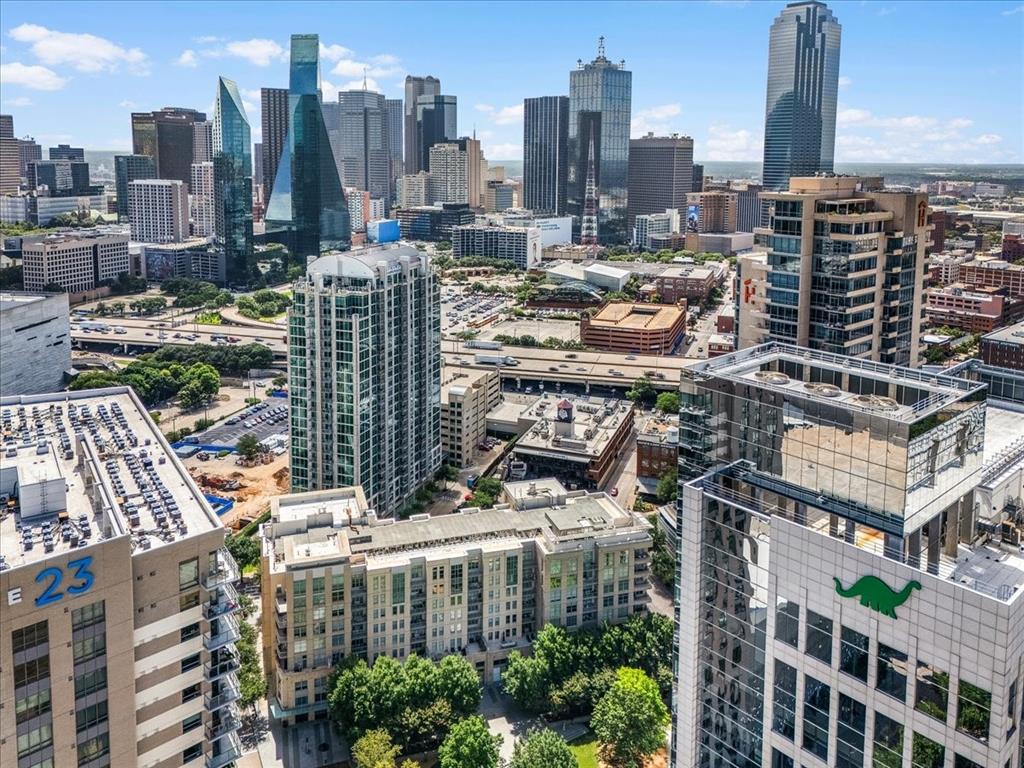 Perched on the top floor of The Terrace, a boutique seven-story building of just 70 residences in the heart of Victory Park, this 2-bedroom, 2-bath retreat offers something rare in urban Dallas: no neighbors above, no noise overhead, and a genuine sense of privacy in one of the city's most connected neighborhoods.

Floor-to-ceiling windows wrap the open-concept living space in natural light, with a southwest orientation looking directly over the trees and landscaped paths of Victory Park below, sunset skies beyond. The private balcony extends the living space outdoors, offering a view of the park canopy from the building's highest floor. Freshly painted throughout with high-end finishes, the residence is move-in ready and works equally well for quiet everyday living or entertaining a full room.

The southern trailhead of the Katy Trail sits just blocks away on N. Houston Street, putting 3.5 miles of walking and biking paths directly into your routine. The American Airlines Center, Klyde Warren Park, the Arts District, restaurants, coffee, grocery, and nightlife are all walkable, many within a block. When you do need to drive, I-35E and US-75 are minutes away, making the entire Metroplex easy to reach.

The Terrace itself offers controlled access, 24-hour concierge, a fitness center, and a resort-style pool with sun deck and grills. This residence also includes two reserved spaces in the gated underground garage, positioned directly beside the elevator, a combination almost never available in this building.

Whether you lock up and leave for weeks at a time or make it your permanent home, this top floor residence places you in the heart of everything Dallas has to offer!
