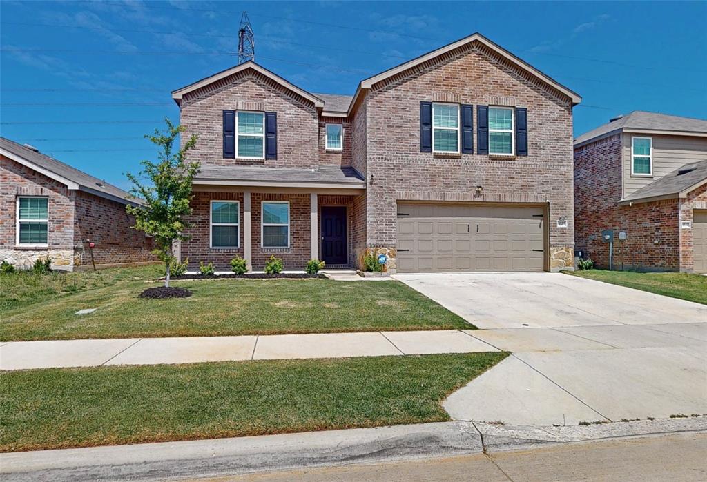 READY FOR IMMEDIATE MOVE IN! Gorgeous 2-story in Newberry Point has terrific drive-up appeal with a beautiful brick and stone elevation and spacious front porch entry! Built by Centex homes, this sprawling 2-story plan offers 4 bedrooms, 2.5 baths, private home office with French doors, upstairs game room, and 2-car garage! Upgrades and amenities include luxury vinyl flooring flowing throughout main living areas, open concept kitchen and living layout perfect for entertaining, upgraded lighting throughout, tiered ceilings, split bedrooms for added privacy, neutral paint tones throughout, and MORE! Gourmet kitchen boasts bright white cabinetry with gold hardware and fixtures, quartz countertops, stainless appliances with an electric range, large island with breakfast bar, and spacious dining area. Primary bedroom offers an ensuite bath with dual sink vanity and large walk-in closet. Three bedrooms, one full bath, and a huge game room round out the second level of the home. Large backyard is complete with an open patio!
