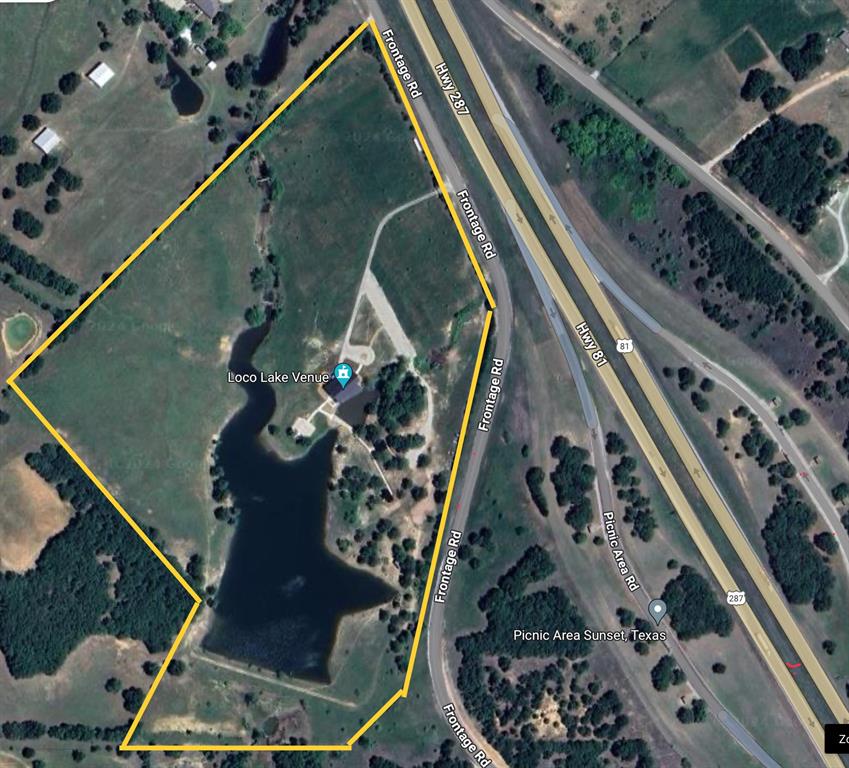 Beautiful modern venue sitting on acreage overlooking completely private 10 acre mini-lake. Great opportunity to jump right into business as it's already operable and has bookings into 2026. Sleek modern black exterior design separates this from any other venue in North Texas. Floor to Ceiling glass allows unmatched views of lake. Two completely separate units which also overlook water, current use is a Bridal suite and Groom Suite. Very fun and colorful interiors create an unmatched design unlike any other space. Built in 2023 so everything is completely new and beautifully designed. Large concrete bridge separates pond and lake with beautiful landscaped rock waterfall. Must see to understand how absolutely breathtaking this property is. Land also features a massive amount of road frontage on hwy 287. Also includes tons of acreage available to develop, build a house, cabins, motel, etc. Includes FF&E.