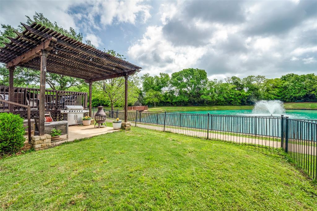 Best Location In The neighborhood! This home sits on the edge of the neighborhood pond and includes the pleasant sounds of the water fountain right outside your back door. The quiet Cul De Sac location offers easy access to the walking trail around the pond tucked away from the rest of the busy neighborhood. Hickory Creek is surrounded by Lake Lewisville and offers lake life at its finest including: many parks, trails, boat launch ramps, community events, and local shopping. Drive to your favorite local restaurant in your golf cart and feel as though you have escaped the big city. This home boasts 5 bedrooms plus a study, as well as 3 additional living areas. Plenty of room for entertaining and play inside and out. The convenient access to major roadways including HOV lanes on I-35, Lake Lewisville Toll Bridge, and 2499 makes it easy to commute to major work areas in Denton, Lewisville, Frisco, Dallas and both DFW airports. This is a must see home to appreciate all it's ideal features including an ideal neighborhood! The neighborhood pool, park, and greenbelt areas are an added bonus for all your outdoor activities right outside your front door.