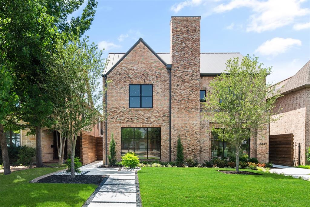 Professional photos Tuesday July 21st (refer to photos of neighboring 3449 Asbury St). New Construction just completed by Barnett West Custom Homes in prime University Park location with a soft contemporary-transitional finish and open floorpan. Stylish elevation with handsome brick exterior and large windows is accented by the pitched roof with standing seam detail. The first floor hosts the main living and dining areas with a large open kitchen-living-dining concept. The well-equipped kitchen features stainless appliances including a gas range, built-in refrigerator and a large center island. The spacious living room is accented by high ceilings, a fireplace, and glass doors to the patio and side yard. The courtyard with composite decking provides a wonderful place to enjoy the outdoors along with side yard and synthetic grass. The 2nd floor features the primary owner's suite with luxury bath and dual closets along with two additional ensuite bedrooms and utility room. The 3rd floor holds the 4th bedroom suite which could also be utilized as a game room or other flex space. This home offers form and function for everyday living and is an excellent opportunity in the highly acclaimed HPISD with an enviable location that is walking distance to SMU, HPMS, Snider Plaza, and the beautiful green spaces of the Park Cities.