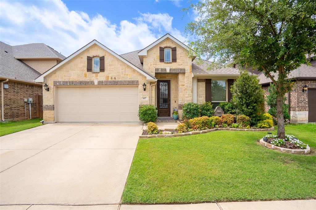 Hill Country inspired home in the award winning, Northwest ISD, one block from Nance Elementary. The limestone & brick exterior, stone-edged landscaping, and iron-accented front door set the tone for what’s inside this cozy family home. Vaulted ceilings and handscraped hardwood floors flow through the open-concept living and kitchen area, anchored by a floor-to-ceiling stacked stone fireplace and a chef’s kitchen with glazed cabinetry, herringbone backsplash, granite island, and stainless appliances. Downstairs primary suite features a frameless glass walk-in shower, soaking tub, and granite vanity. Dedicated office with glass French doors. Upstairs bedroom, full bath, and bonus room — perfect as a game room or second living area.
Covered brick patio, privacy-fenced backyard with mature evergreens, sprinkler system, smart home features, and HOA with community center and two community pools with club house and playgrounds. Move-in ready. Impeccably maintained. 4 BD  3 BA  Office  Bonus Room  2,550 sqft
