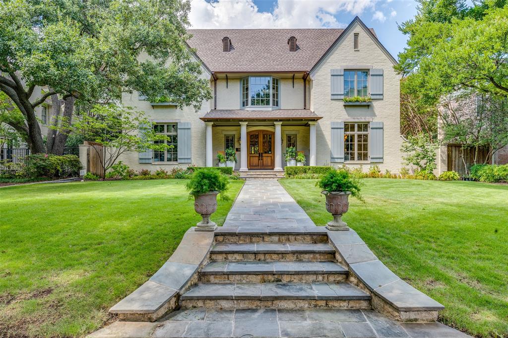 Welcome to this exquisite home situated on a highly coveted block in the Fairway of University Park. This exceptional center hall floor plan showcases timeless charm, intricate architectural details, and abundant natural light. The home features elegant formal rooms, inviting casual living spaces, a sunlit, expansive chef’s kitchen, a study, and more. Chef's kitchen is equipped with custom cabinetry, Sub-Zero appliances, a Wolf 6-burner gas cooktop, double ovens, dual dishwashers, and a large island with a secondary sink. Property offers five distinctive bedrooms, each with ensuite baths. Spacious primary suite includes a sitting area, spa like bath, dual vanities, and two walk-in closets. NOTE that 5th bedroom has a private bath and could be game room. Step outside to enjoy an additional living area featuring a pool, spa, covered patio, fireplace, and grill.