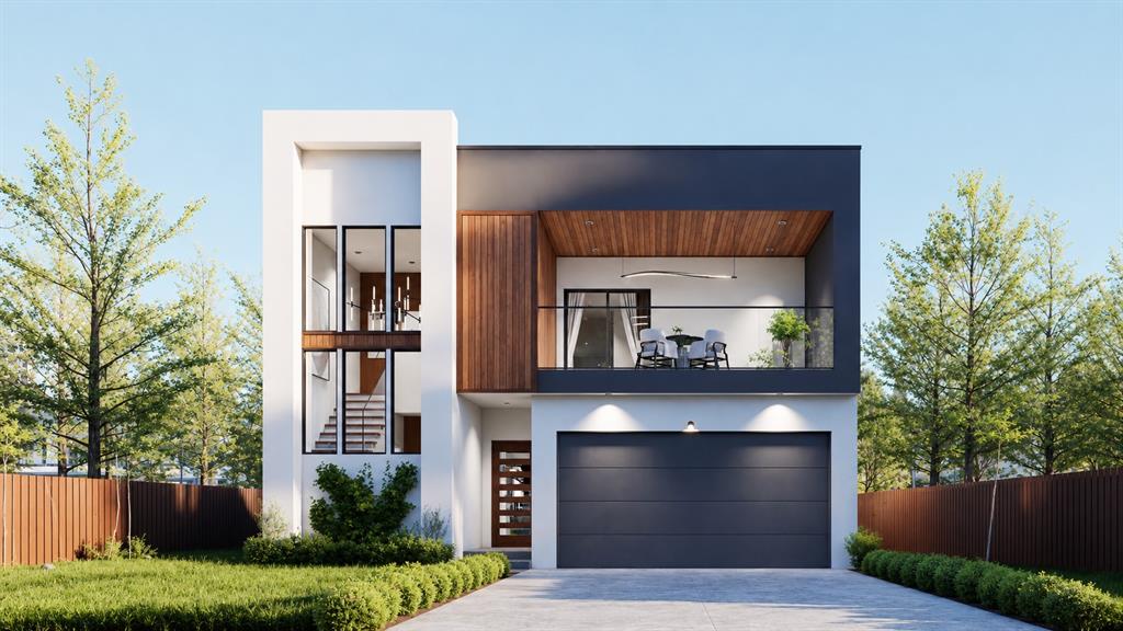 Prepare to be captivated by this stunning, elevated modern home that perfectly blends bold contemporary design with serene natural beauty. Boasting a striking exterior clad in sleek black stucco and warm natural wood panel, this property commands attention from the moment you arrive. Step up past the structural retaining wall to a private front patio featuring sophisticated glass railings—the perfect spot for your morning coffee.

Inside, the home opens up to soaring high ceilings and an abundance of natural light, emphasizing its spacious, clean-lined aesthetic. The open-concept layout flows effortlessly to the ultimate outdoor retreat: a massive covered back patio designed for seamless indoor-outdoor entertaining. From there, elegant steps lead down to a lush backyard that uniquely backs up to a peaceful, winding creek and a canopy of mature trees, offering a private, treehouse-like sanctuary right in the city. The upstairs has 3 extra rooms along with a game room perfect for entertainment!