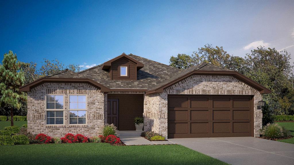 Stunning new D.R. Horton home in the Rock Creek Ranch community located in Fort Worth and Crowley ISD! Estimated Summer completion. The single-story Denton floorplan Elevation C offers 3 bedrooms, 2 bathrooms, and a 2-car garage, featuring an efficient open-concept layout designed for comfortable everyday living. The family room, dining area, and contemporary kitchen flow together seamlessly, creating a bright and inviting space ideal for entertaining and gathering. The well-appointed kitchen includes quartz countertops, 36” painted cabinets, stainless steel appliances, a gas range, stainless steel sink, center island, and a walk-in pantry for practical storage. The private primary suite features an en-suite bath with dual quartz vanities, a 5-foot oversized shower, and a walk-in closet conveniently located off the bathroom. Two secondary bedrooms and a full bathroom with a quartz vanity top provide comfortable accommodations for family members, guests, or a home office. Luxury vinyl plank flooring enhances the main living areas and wet zones, offering durability and easy maintenance. Built with energy-efficient construction and equipped with America’s Smart Home Technology. Exterior highlights include a landscape package, full sprinkler system with rain sensor, and privacy fencing. Planned community amenities include a future pool, parks, playground, and walking trails. Located just two miles from Benbrook Lake with easy access to shopping, Fort Worth attractions, and nearby schools.