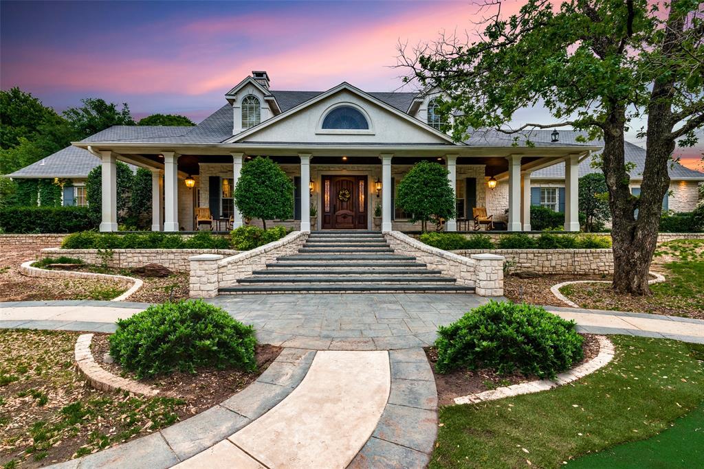 Welcome to luxury living in the heart of south Denton! This magnificent estate sits on 9 sprawling acres, offering the perfect blend of seclusion and convenience. With 6,282 sqft of living space, this home boasts 4 Br's, 6 Ba's, 2 half ba, media room, two offices and multiple living rooms providing ample space for comfortable living and entertaining. Upon entering, you'll be greeted by a grand foyer that leads you into the spacious living area featuring stunning hardwood floors and elegant finishes throughout. The gourmet kitchen is a chef's dream, equipped with top-of-the-line appliances, granite countertops, a large center island, and a butler's pantry. The outdoor oasis is truly a retreat, featuring a covered patio with a built in grill and fireplace. The pool is surrounded by mature oak trees, creating a serene and private setting. 4 car garage. Stocked pond. With its close proximity to town, you'll enjoy easy access to shopping, dining, and entertainment options.