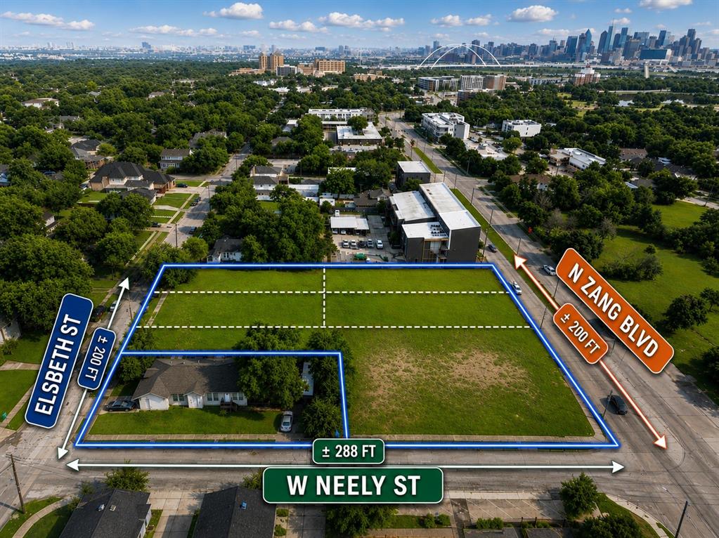 ******* A RARE GEM IN THE HEART OF THE BISHOP ARTS DISTRICT   ******
This unique 1.402- acres (61,071 SQFT) land is Consists of 6 parcels, featuring 200 FT of frontage on N ZANG Blvd, 288 FT on W Neely St and 200 FT on Elsbeth St. 
Just steps from Bishop Arts District, Trinity Groves, Kessler Park, Margaret Hunt Hill Bridge, Halperin Bridge Park with quick access to Downtown Dallas. Conveniently close to major highways, I-35 E & I-30 -This property is Multifamily, Commercial & Mixed- use.
This land in North Oak Cliff is surrounded by vibrant mix of residential, retail, dining & mixed-use developments 
                                                            ****** Opportunities & Possibilities Are Endless *******