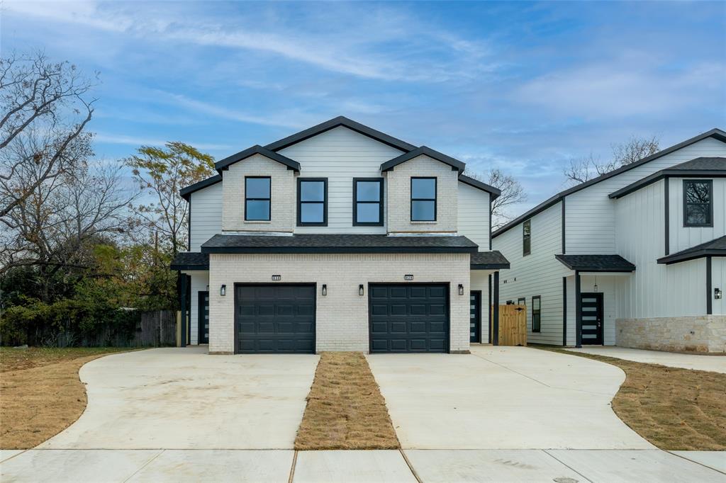 Great opportunity to own a brand new full duplex in Fort Worth! Built in 2025, this multi-family property offers a total of 8 bedrooms and 4 full bathrooms and 2 half baths in each unit, situated on a spacious lot. Each side features a contemporary open floor plan, highlighted by a stylish kitchen with quartz countertops, a large kitchen island, and seamless flow into the living and dining areas perfect for entertaining. The primary suite is conveniently located on the first floor, tucked toward the rear for added privacy. Upstairs, you'll find three additional bedrooms and a full bath with double vanities, a large tub shower layout. Each unit also includes washer and dryer hookups, a 1-car attached garage, and separate outdoor fenced backyard spaces, ideal for owners or tenants seeking comfort and functionality. Less than 10 miles from downtown Fort Worth, this turnkey duplex offers modern design, flexible and convenient floor plan. Don’t miss your chance to own this thoughtfully designed duplex, schedule your showing today!