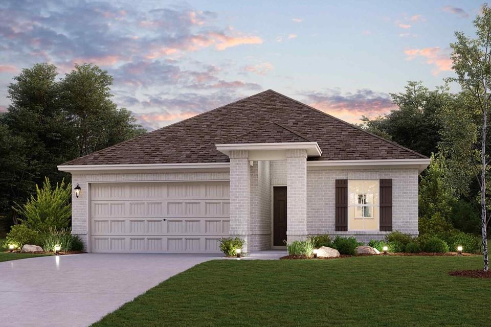 Residing on a large corner lot, the Barbara plan features a charming front porch entry that ushers you in to an inviting foyer. 2 secondary bedrooms are located off one side of the foyer separated by a full bath. On the other side is a 4th bedroom with walk-in closet. A large kitchen—boasting a walk-in corner pantry and center island—overlooks a great room and dining area with patio access, perfect for entertaining. Offering ample space and comfort, a generous owner's suite includes a large walk-in shower and roomy walk-in closet. Options include brushed nickel interior hardware, granite countertops and 42in kitchen cabinetry, upgraded tiling and plush carpeting selections, smart home technology, luxury vinyl plank flooring, and MORE! NO MUD OR PID! Est. December completion!