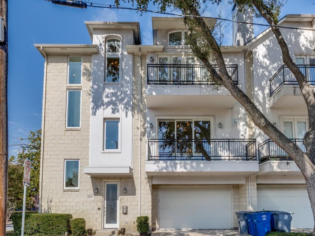 No HOA for this elegant corner townhome with tall ceilings and tons of windows streaming natural light in every room!! A private ELEVATOR adds convenience and easy accessibility to this three-story home located in a coveted, very walkable section of Oaklawn at the corner of Prescott and Gilbert. This amazing locale is a 10-minute walk to Highland Park Village, five-minute walk to Whole Foods and ten-minute drive to uptown and downtown. It boasts three ensuite bedrooms, powder bath, two car garage (with 2 EV chargers) and balconies off the living room and primary suite both with Downtown views. The primary suite has French doors with transom windows and a see-through fireplace to the tub in a spacious spa-like bath. The delightful chef's kitchen with commercial gas range, built-in fridge, double oven and wine fridge open to the living and dining rooms – perfect for entertaining! Or move the party to the large enclosed patio to take advantage of pleasant spring and fall evenings. A rarity in the townhome section of Oak Lawn, this location directly across the street from the large, park-like campus of Dallas Hybrid Preparatory at Stephen J. Hay offers ample, on-street parking on Prescott for guests at any time of the day or evening. This townhome checks all the boxes for a fabulous and convenient townhome in Oak Lawn. Don’t miss it!