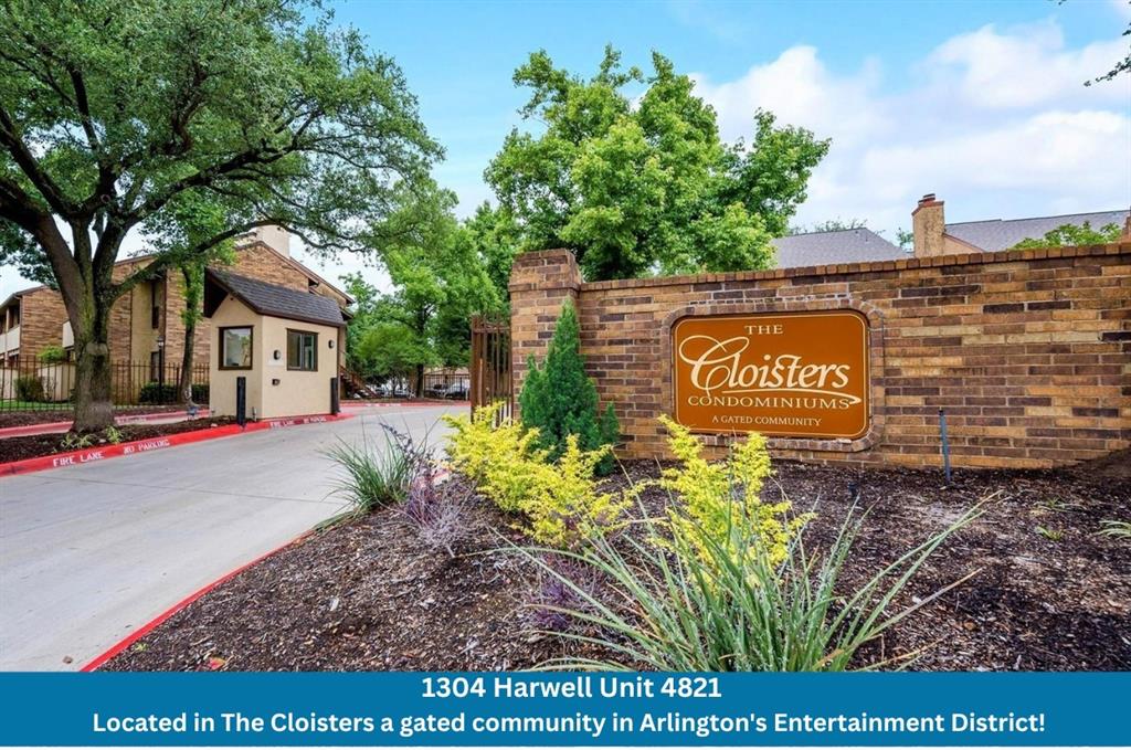 So many options to own this incredible condo! Want a lower interest rate?  With an acceptable offer seller is willing to finance the loan.  Call agent for details! Beautifully updated 2-bedroom, 1-bath condo in the gated Cloisters community! This second-floor unit offers a private balcony with tranquil views of trees, pool, and spa. Kitchen and bath feature granite countertops and modern appliances. Plush carpeting with extra-thick padding in living and bedrooms adds comfort. Community amenities include 2 pools, racquetball & tennis courts, fitness center, and clubhouse. Located in Arlington’s Entertainment District near AT&T Stadium, Globe Life Field, Six Flags, Hurricane Harbor, restaurants, and shopping. Includes 2 assigned parking spaces (48F). Refrigerator, washer & dryer convey with sale. Minutes to DFW Airport!