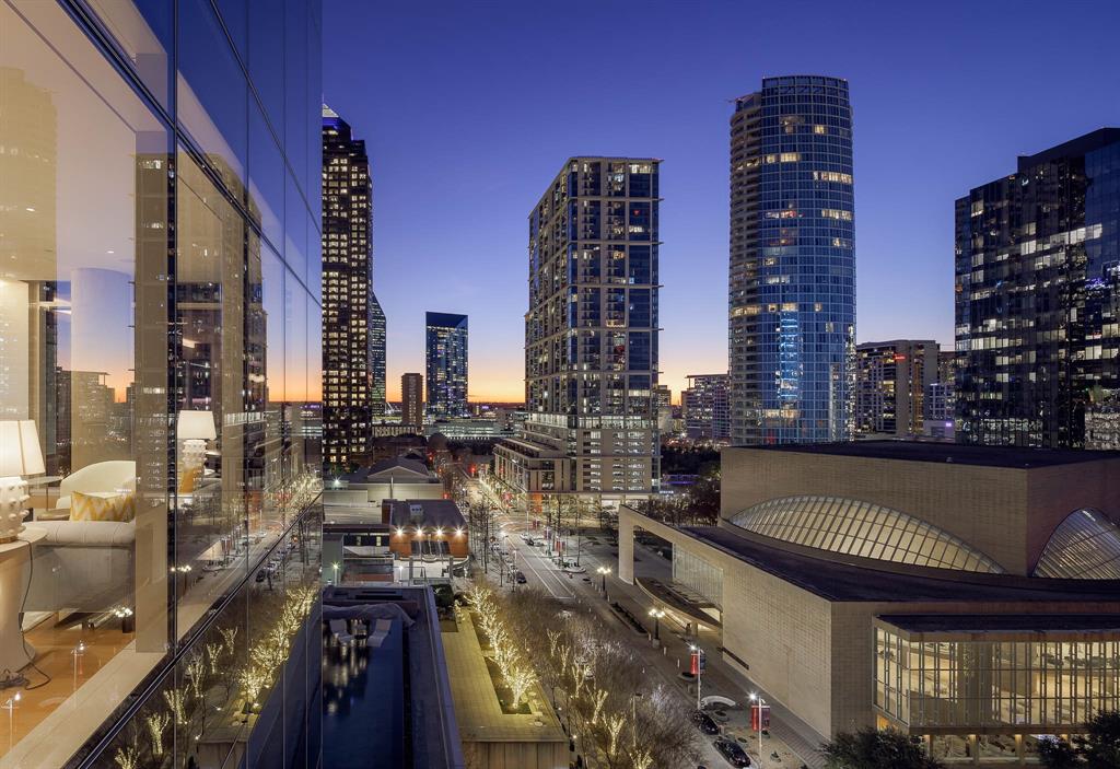 Experience this stunning 2 br, 2.5b residences located in the vibrant heart of the Dallas Arts District boasting gracious 11 ft ceilings windows and breathtaking views of the cityscape and surround neighborhood.  Interiors curated by the renowned designer Emily Summers, featuring quality finishes including Bulthaup kitchen, Gaggenau appliances, Dornbracht fixtures, and Lutron shades.  Hall Arts Residences is a WELL and LEED certified building providing residences with multilevel air filtration and ventilations.  The lovely neutral finish pallet  features French Oak, Caesarstone quartz, white marble surfaces and motorized shades.  The primary suite is generously sized and offers custom closet system.  Spacious private terrace, 24-7 valet, on site concierge services at your fingertips.