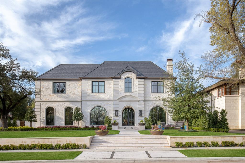 Elegance and sophistication abound in this gorgeous newly built transitional home. Meticulously crafted by renowned architect Richard Drummond Davis, this masterpiece is sure to impress. Situated on an oversized .44 acre lot on a premier street in Highland Park with gorgeous estate curb appeal. This stunning residence offers a beautifully designed floor plan flooded with natural light. Endless custom finishes throughout, custom shades and drapery, and designer wallpaper. Featuring 5 bedrooms with en-suite bathrooms. Primary suite on the first floor includes heated marble floors in the bath and custom-built closets. Open kitchen with Wolf and Sub-Zero appliances, marble waterfall island and back-splash. The home is equipped with an elevator, media room, gym, temperature-controlled wine cellar, two offices, two laundry rooms, and a three-car garage. The backyard oasis features two living areas, heated pool, water feature, waterfall hot tub, a steam shower, and a built-in outdoor kitchen.