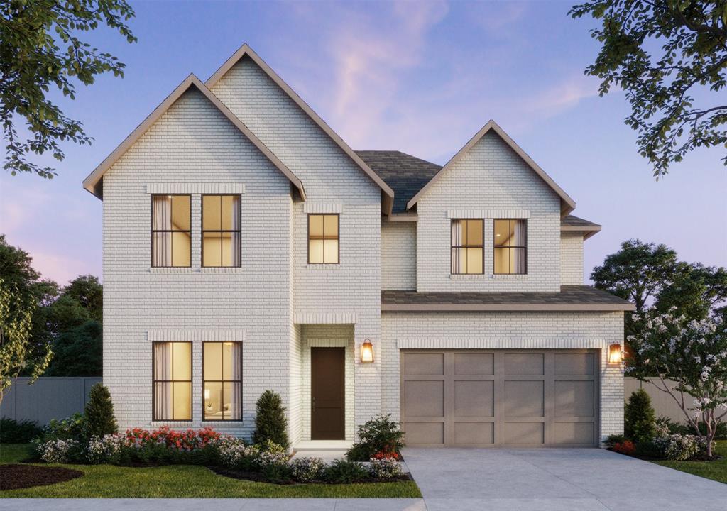SOUTHGATE HOMES PRESCOTT III floor plan.  Stunning 5-bed, 5.5-bath home featuring designer finishes and exceptional craftsmanship throughout. The open-concept floor plan offers a spacious dining room, extensive wood flooring in downstairs living areas, and a dramatic sliding glass door overlooking the massive backyard. The gourmet kitchen showcases stylish white appliances, including a 6-burner gas cooktop, warm stained white oak cabinetry, and soft green designer accents. The spa-inspired primary suite features dual shower heads, a freestanding tub, and a linen tower. A private first-floor guest suite includes its own bath with shower and an oversized walk-in closet. Upstairs offers a media room, game room, and wet bar perfect for entertaining. Enjoy outdoor living on the deep covered patio. Standard luxury features include solid-core doors downstairs, taller trim profiles, and quality materials throughout.