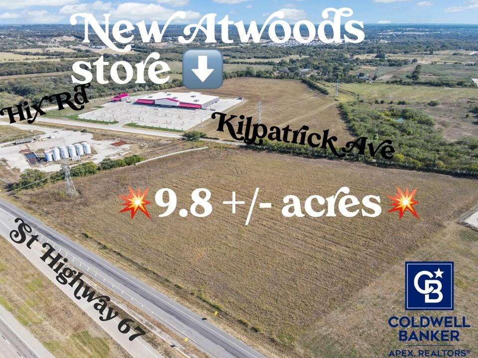 COMMERCIAL DEVELOPMENT OPPORTUNITY. Frontage on Highway 67 access road and frontage on Kilpatrick St. Prime location on the south side of of Hwy. 67 loop (E. Katherine Raines Pkwy.) and on the north side of Kilpatrick St. just east of Chisholm Trail Parkway and west of Hwy. 174 (N. Main St.) in Cleburne. Located just northwest of a new Atwood's Ranch & Home Goods store. The subject property is located within the city limits and is currently zoned Interim Holding District (IH) and lies within the Freeway Overlay District. This property is included in the City’s Zoning Realignment Project and is proposed to be rezoned to the Agricultural District (AG). According to the Future Land Use Plan for the City of Cleburne, this property is designated within the Major Corridor District. Please see the description of this district in supplemental documents, along with the recommended zoning districts that align with its intent.  There is an existing 8” water line on the south side of Kilpatrick. Property is currently utilized for agricultural purposes and is relatively flat. This area of Cleburne is poised for substantial growth. Conveniently located with easy access to Chisholm Trail Parkway, Hwy 174 (Main St.), Hwy 67, and Nolan River Road.