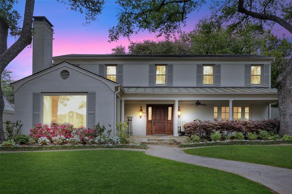 Tasteful and tranquil home on one of the most serene streets in West Highland Park, sits on professionally landscaped lot with gorgeous trees; Formal living and dining with picture window and fireplace; Gourmet kitchen includes custom cabinetry and matching paneled appliances, 6 burner Viking range,Sub-Zero fridge, large island with 2nd sink and warming drawer. Pleasant secondary dining and family room look out onto private backyard patio and wrap around into light filled office; Spacious master upstairs with grand bath and generous walk in closet; Beautiful backyard secluded and serene under canopy of trees with fountain and pergola covered outdoor entertaining area. Detached garage includes charming guest quarters w full bath, closet & wet bar. Electric security gate in driveway. Notable updates include fresh paint throughout…