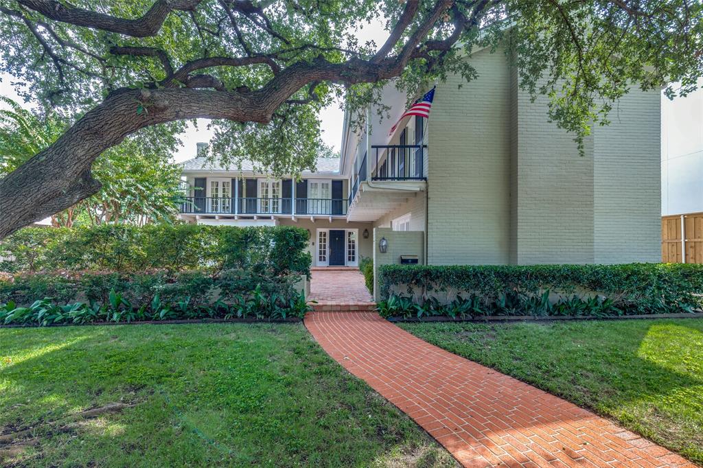A unique opportunity awaits at this one-owner residence designed by renowned architect Overton Shelmire, who designed The Adolphus Hotel and other iconic Dallas landmarks. This New Orleans-inspired home exudes charm, with balconies spanning the entire home, and a large, inviting courtyard welcoming you into a grand entryway flanked by the formal living and dining rooms. The generous rooms are perfect for entertaining and are flooded with natural light from the expansive windows! The study (5th bedroom) has pocket doors for privacy, and access to a full bath directly across from the wet bar. The kitchen and den flow together to create a comfortable, extended family space with French doors that open into the courtyard, perfect for gathering with family or friends and creating that desired mix of indoor and outdoor living. Upstairs are 4 bedrooms, including the enormous primary with an ensuite bath.  Perfectly positioned on a 70’ x 145’ lot, this house is located within walking distance of Bradfield Elementary, Highland Park Village, and Fairfax Park. This well-loved and extremely well-built home provides an excellent opportunity to renovate a distinctive property and bring it up to today’s standards OR build your dream home on a well-established street. Don’t miss this chance to create something extraordinary at 4411 Fairfax!