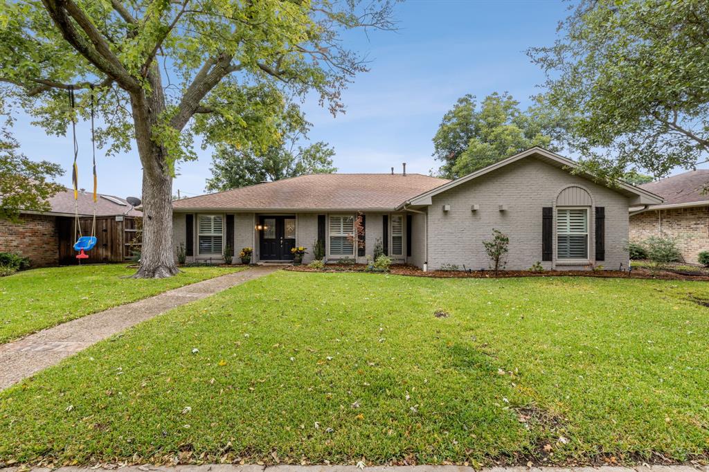 Updated for the discerning buyer, this mid-century ranch is nestled in desirable Estates West and zoned to popular Bowie Elementary. Immediately you will fall in love with the spacious open floorplan, designed to seamlessly flow between the living, kitchen, and dining areas. The home boasts four bedrooms with a bonus room, perfect for use as a study or home office. Updates include gleaming wood floors, plantation shutters, windows, a neutral paint palette, canned lights, backyard sod, attic insulation, and much more. Enjoy nearby shopping, dining, and local parks as well as quick access to major highways such as GB Turnpike, I-635, Dallas North Tollway, and Central Expressway.