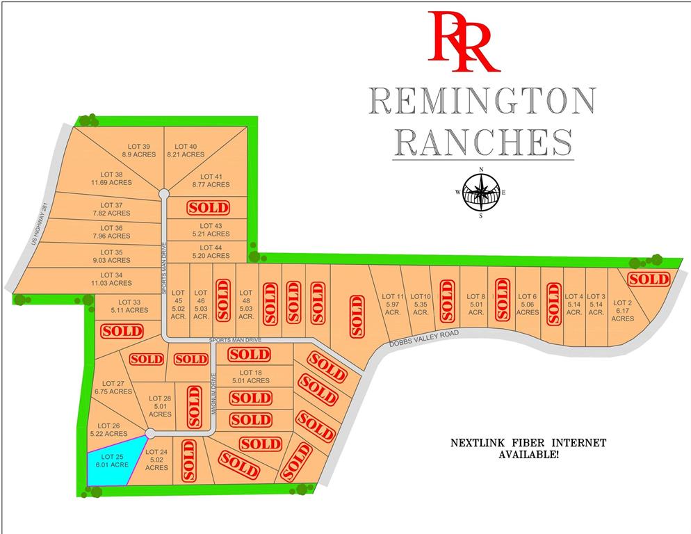 Brand new sub division with 6.01 acres of land, No HOA, horses welcome. Beautiful green fields and trees on this huge lot, just minutes from Weatherford. Barndominiums allowed, beautiful scenic trails and terrain.