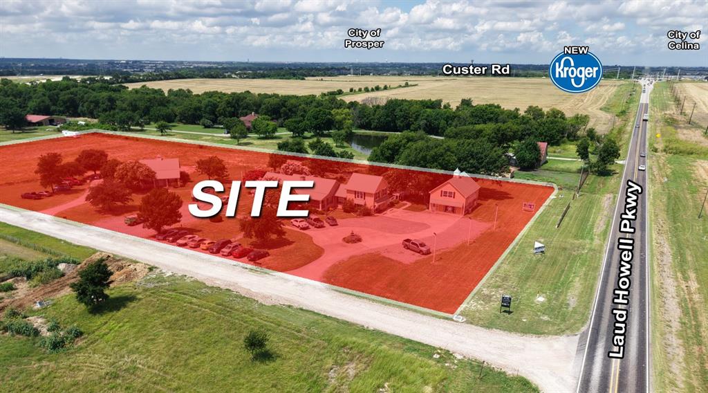 This prime 4.85-acre property is located in northwest McKinney, adjacent to both Celina and Prosper; an area undergoing some of the most significant growth in Collin County. The site offers a rare combination of stabilized rental income and exceptional development potential. Approximately 2.85 acres are improved with four commercial structures totaling 6,857 square feet, currently leased to a diverse mix of tenants providing steady income. The remaining two acres to the south are vacant, flat, and development-ready.

With over 300 feet of frontage along Frontier Parkway (also known as Laud Howell Parkway), a major east-west corridor connecting McKinney, Prosper, and Celina, the property benefits from excellent visibility and accessibility. Custer Road, a key north-south arterial, is located nearby, further enhancing connectivity

The property is directly in the path of rapid development and surrounded by major planned and ongoing projects. These include the 127-acre Custer Frontier Marketplace anchored by Kroger Marketplace, which will feature retail, dining, medical, multifamily, and a new single-family residential community scheduled to break ground in 2026. Other nearby developments include new Prosper ISD schools, the proposed Aster Park mixed-use project, expansions of Mustang Lakes and Highland Lakes, several large-scale master-planned communities, and the extensive Billingsley multi-use development to the south.

Located within the extraterritorial jurisdiction (ETJ) of McKinney, the property offers flexibility for future use while generating income today. With a strategic location, high traffic exposure, and proximity to transformative growth, this offering presents a rare opportunity for investors and developers in one of the most dynamic markets in North Texas.