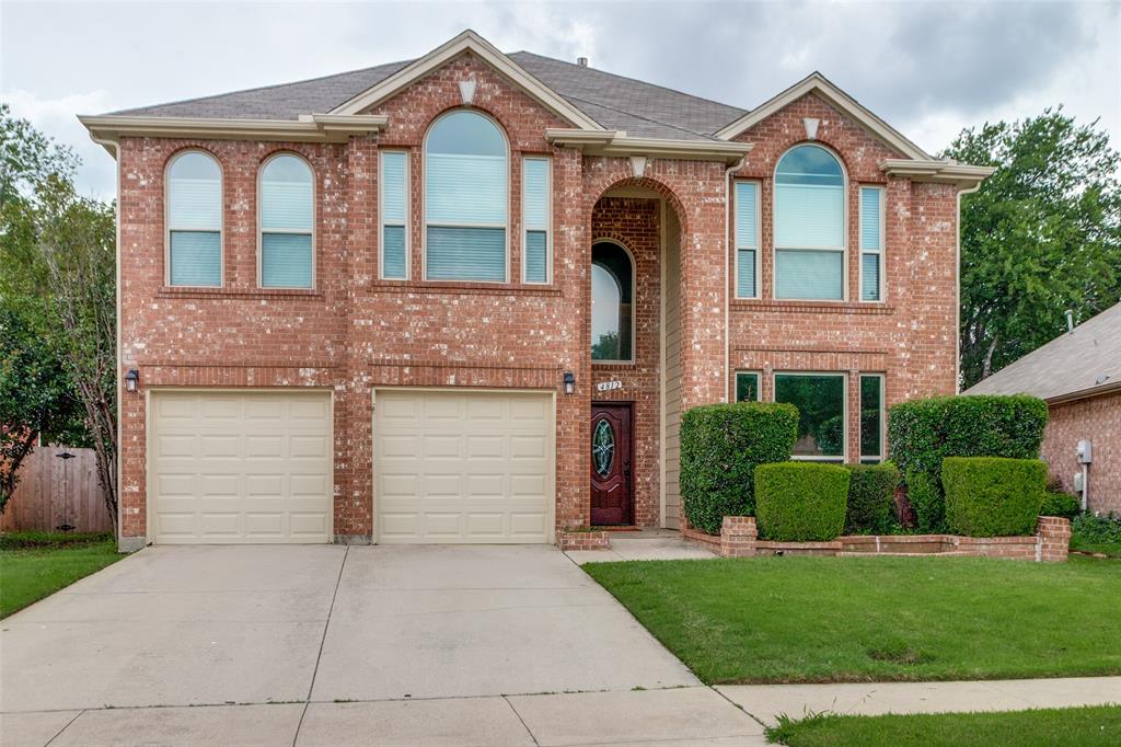 Stately curb appeal abounds in this grand two-story with all-new floors, added office, remodeled kitchen, and resurfaced pool! The mature landscape and brick-encased flower beds welcome you into the cathedral foyer with a newly added French Door study - perfect for remote work. The flex layout, neutral paint, scraped-popcorn ceilings, and brand-new floors allow for endless design possibilities. The formal dining can also serve as a formal living or play space, with direct access to the newly remodeled half bath with specialty tile. The living room has a fireplace with new surround, a custom mantle, and a wall of windows looking onto the pool. The eat-in kitchen is perfect for entertaining, with bar seating, new granite countertops, freshly painted cabinets, new lighting, hardware, a Whirlpool microwave, and a fridge that stays. Upstairs, you will find an additional large game room and all the bedrooms. The primary ensuite has a dual sink vanity, large soaking jet tub, separate shower, and massive walk-in closet. All secondary beds are large with spacious closets and direct access to the remodeled full bath with dual vanities and a shower-tub combo. Outside, find a resurfaced chlorine pool with a rebuilt pump, and an owner-added pergola. The fresh exterior paint, new water heater, new windows with warranty, and new water heater demonstrate the pride of ownership that makes this a one-of-a-kind opportunity. See upgrade list & letter in Transaction Desk!